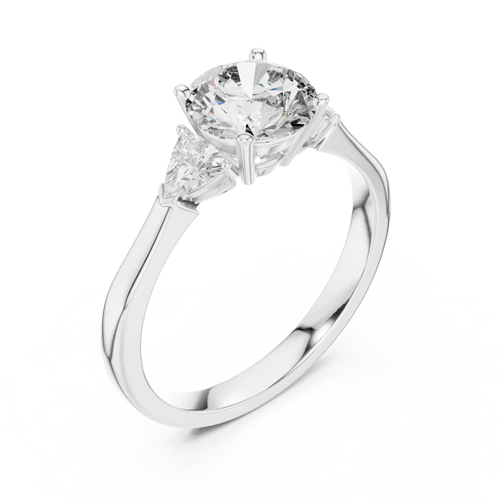 Round Three Stone Diamond Engagement Ring