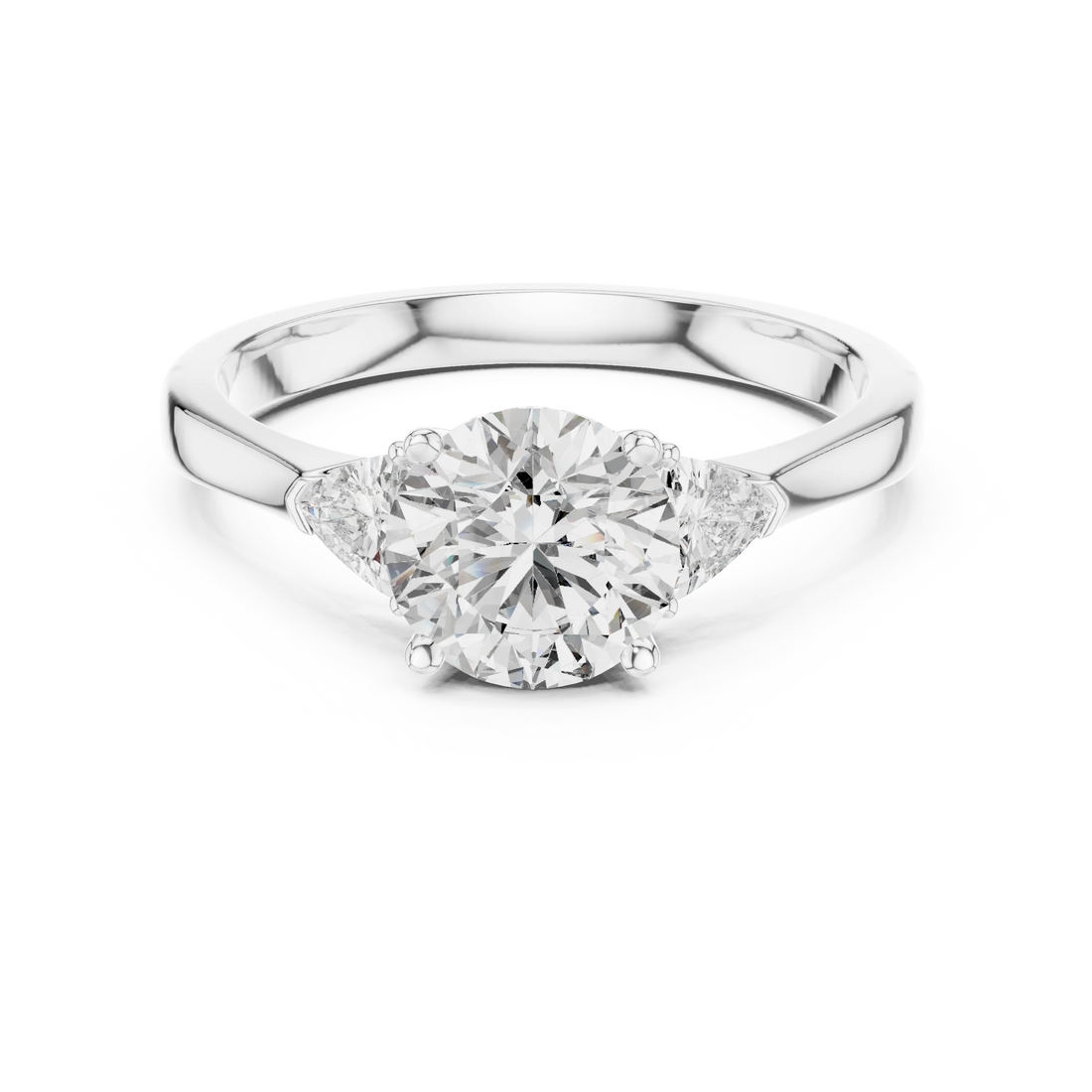 Round Three Stone Diamond Engagement Ring