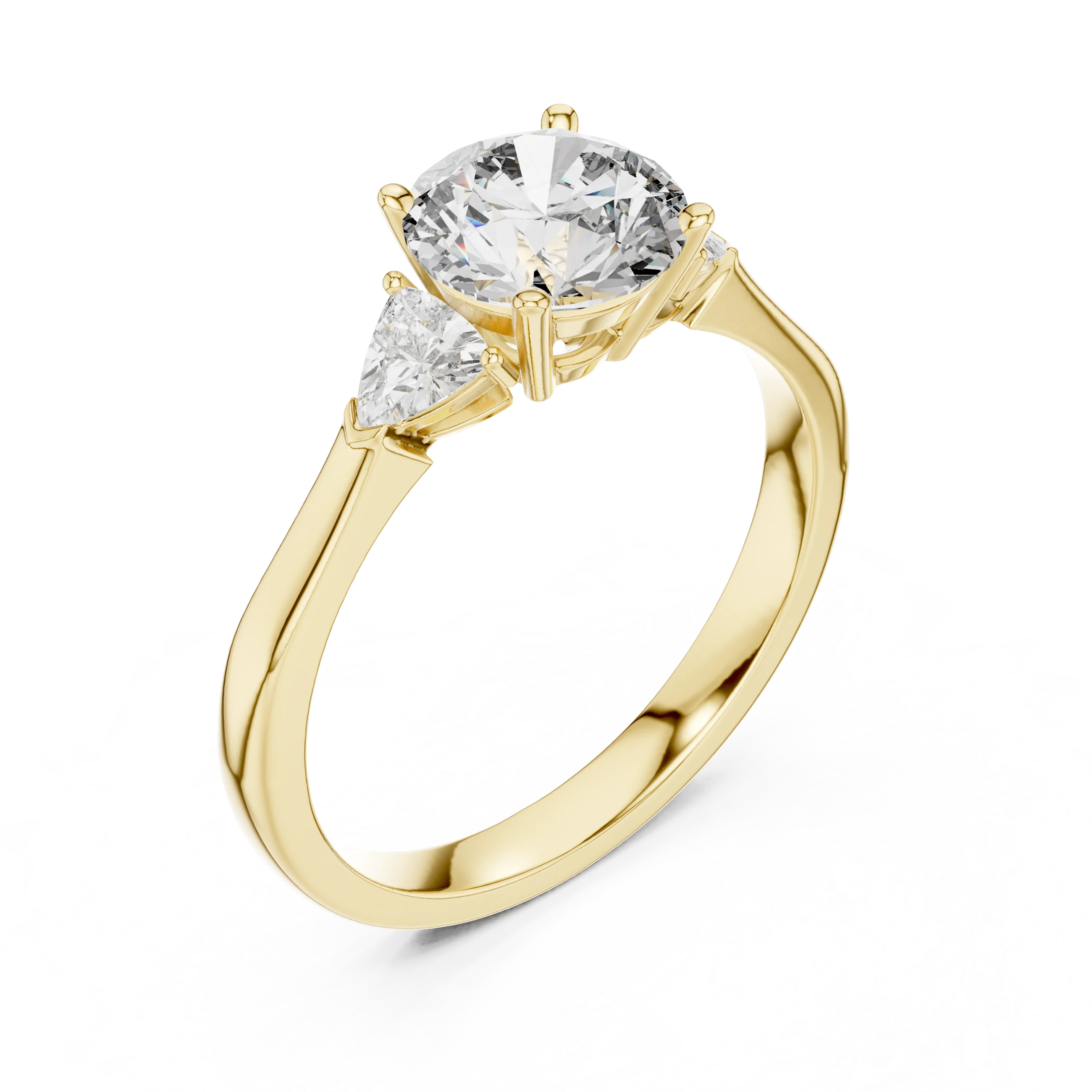Round Three Stone Diamond Engagement Ring