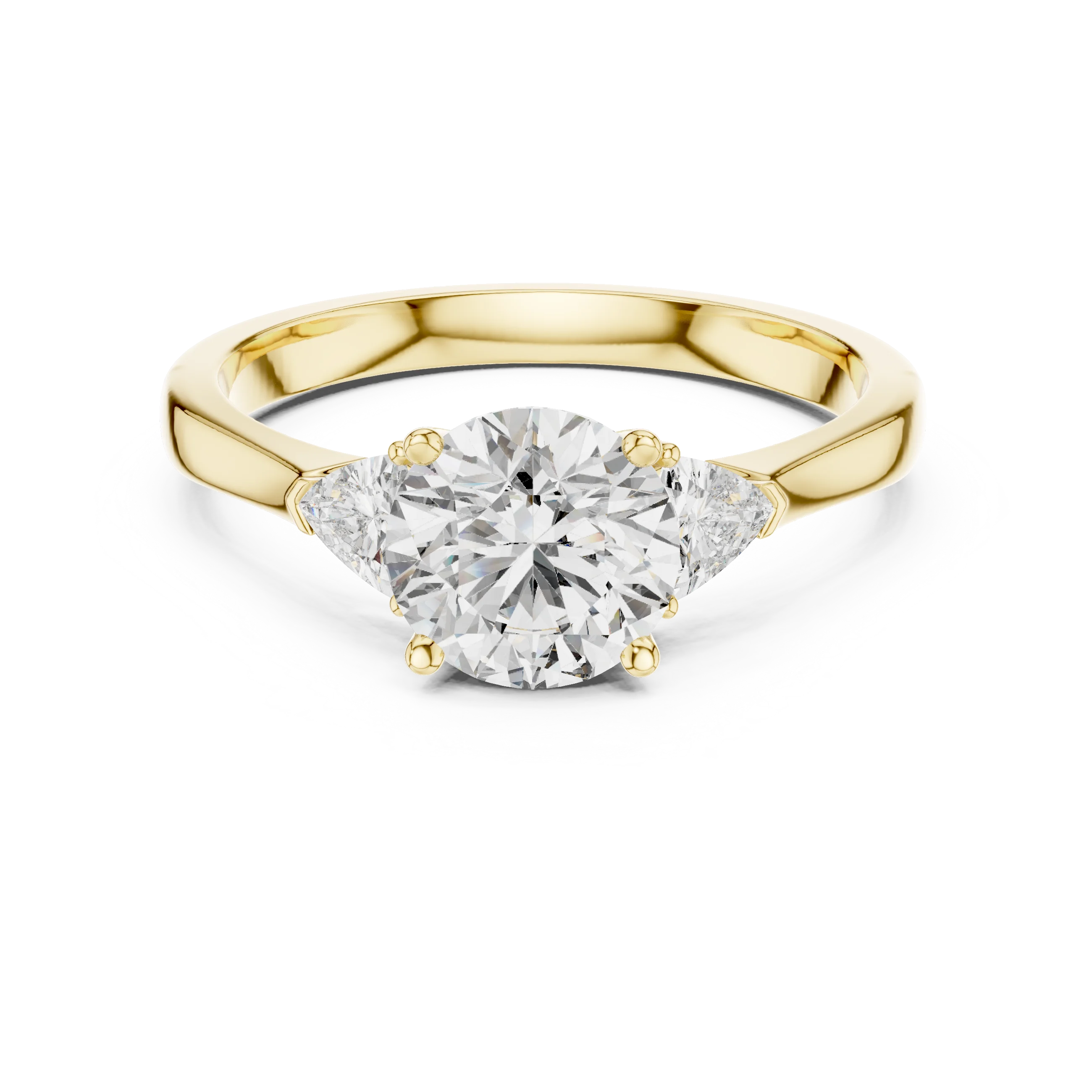 Round Three Stone Diamond Engagement Ring