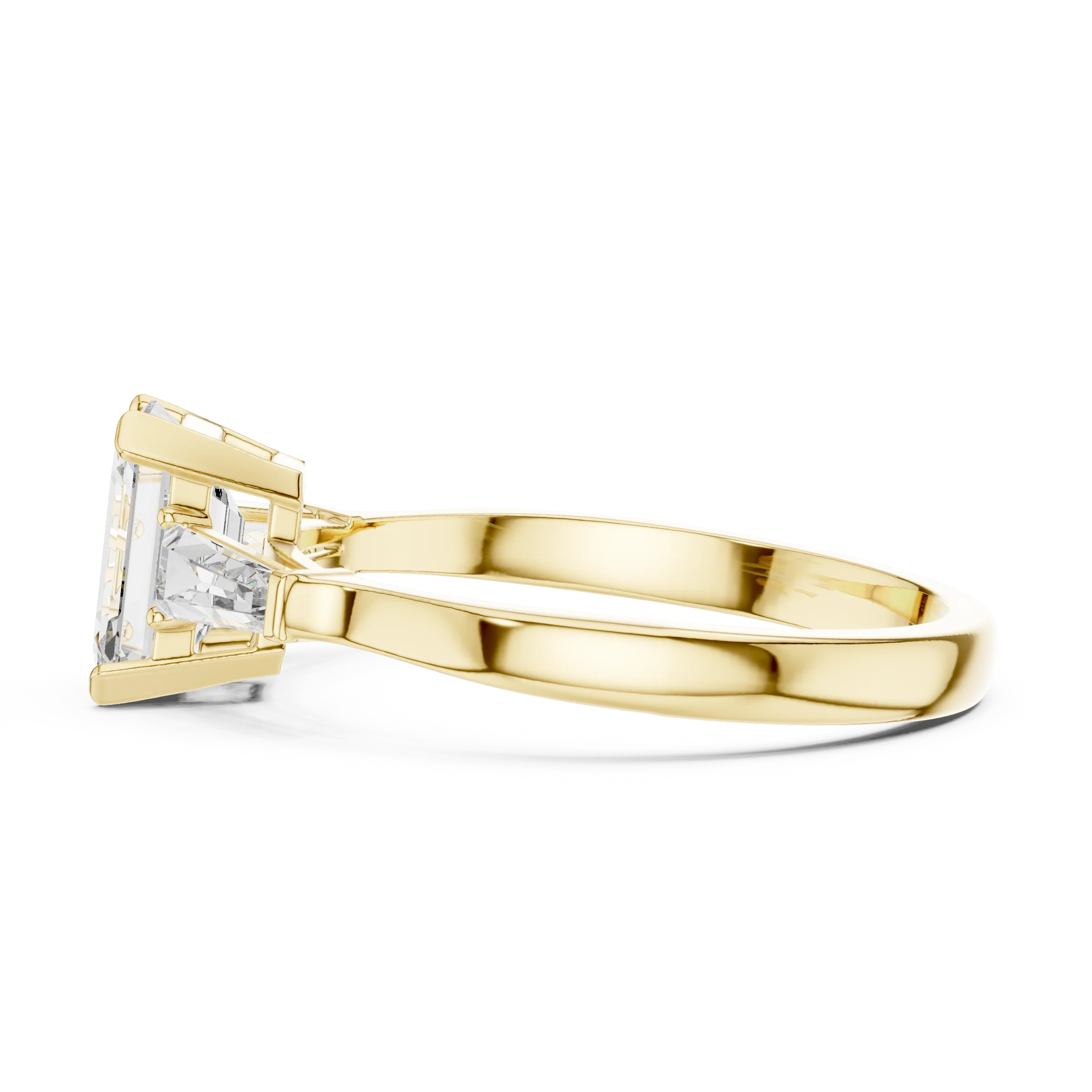 Baguette Side Diamond Emerald Engagement Ring