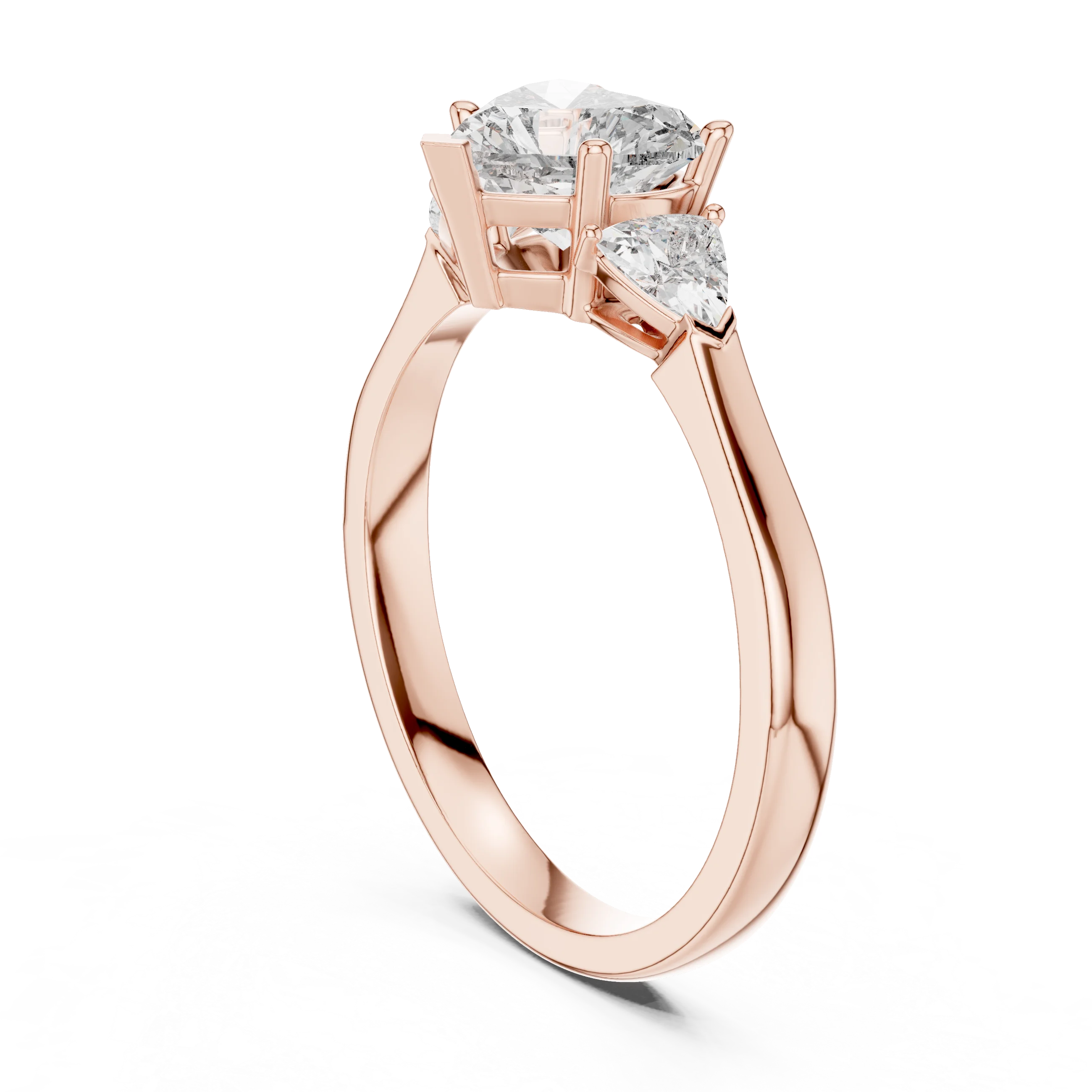 Heart Diamond Three Stone Engagement Ring