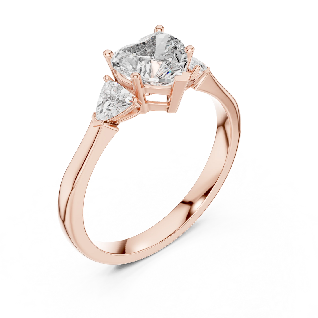 Heart Diamond Three Stone Engagement Ring