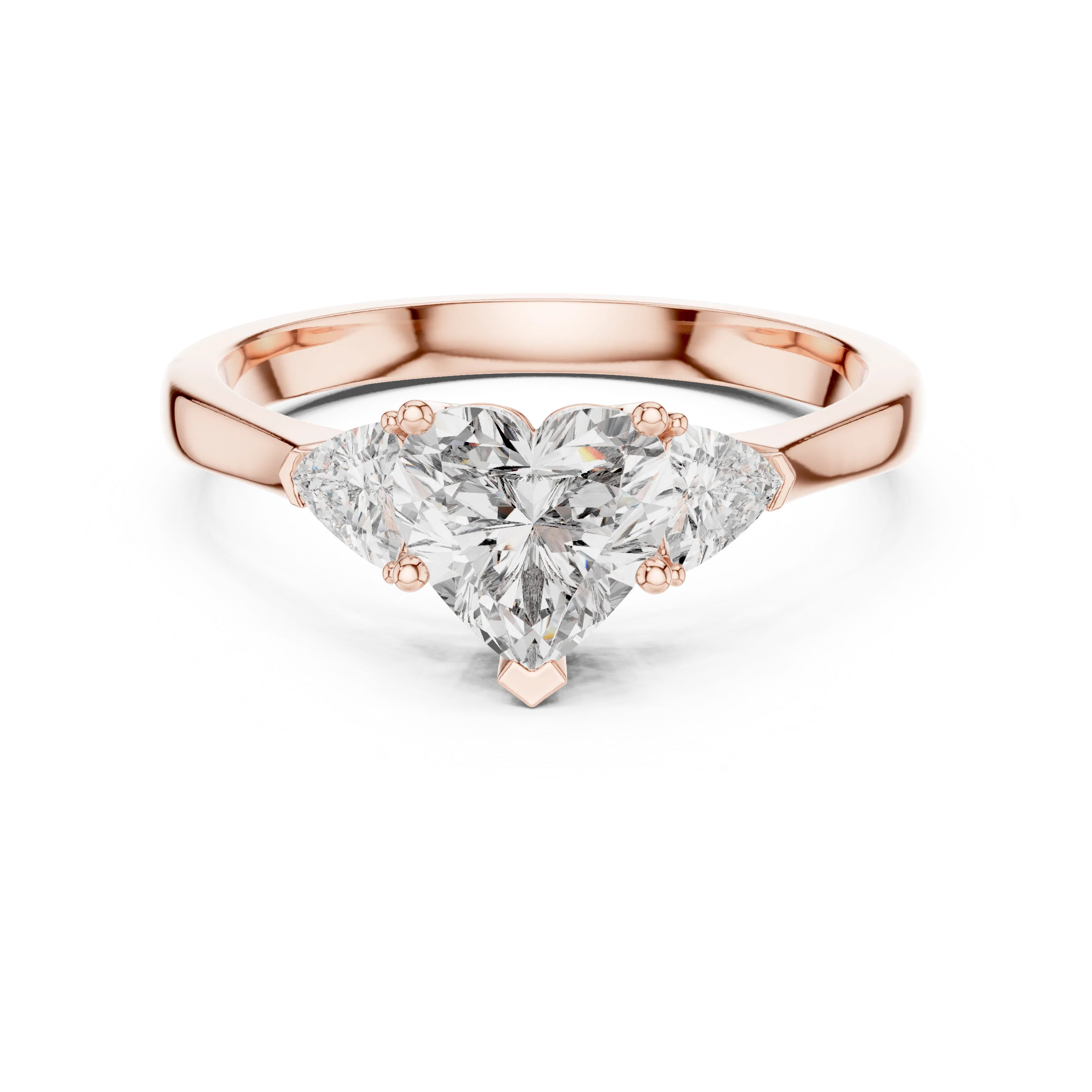 Heart Diamond Three Stone Engagement Ring