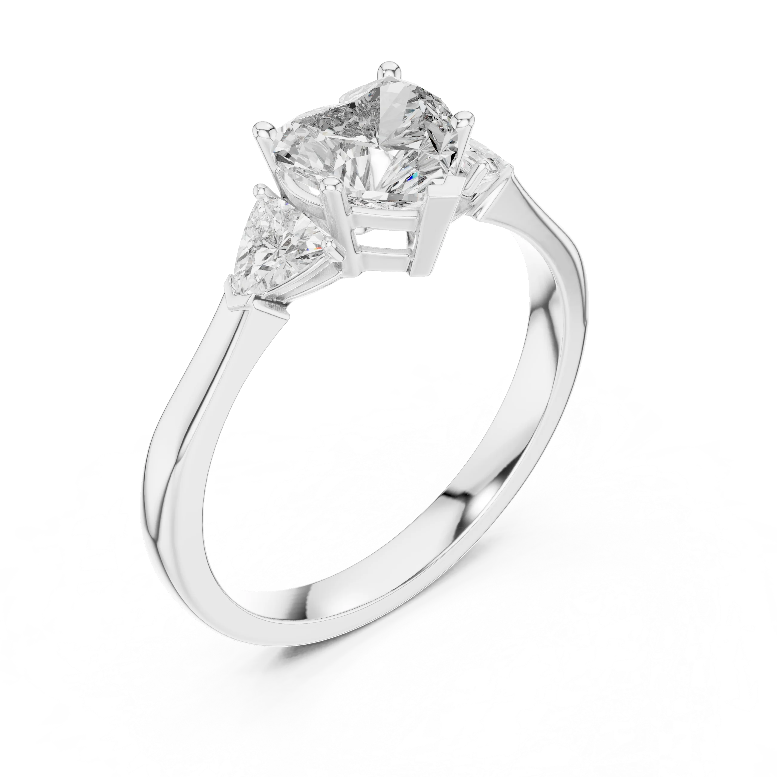 Heart Diamond Three Stone Engagement Ring