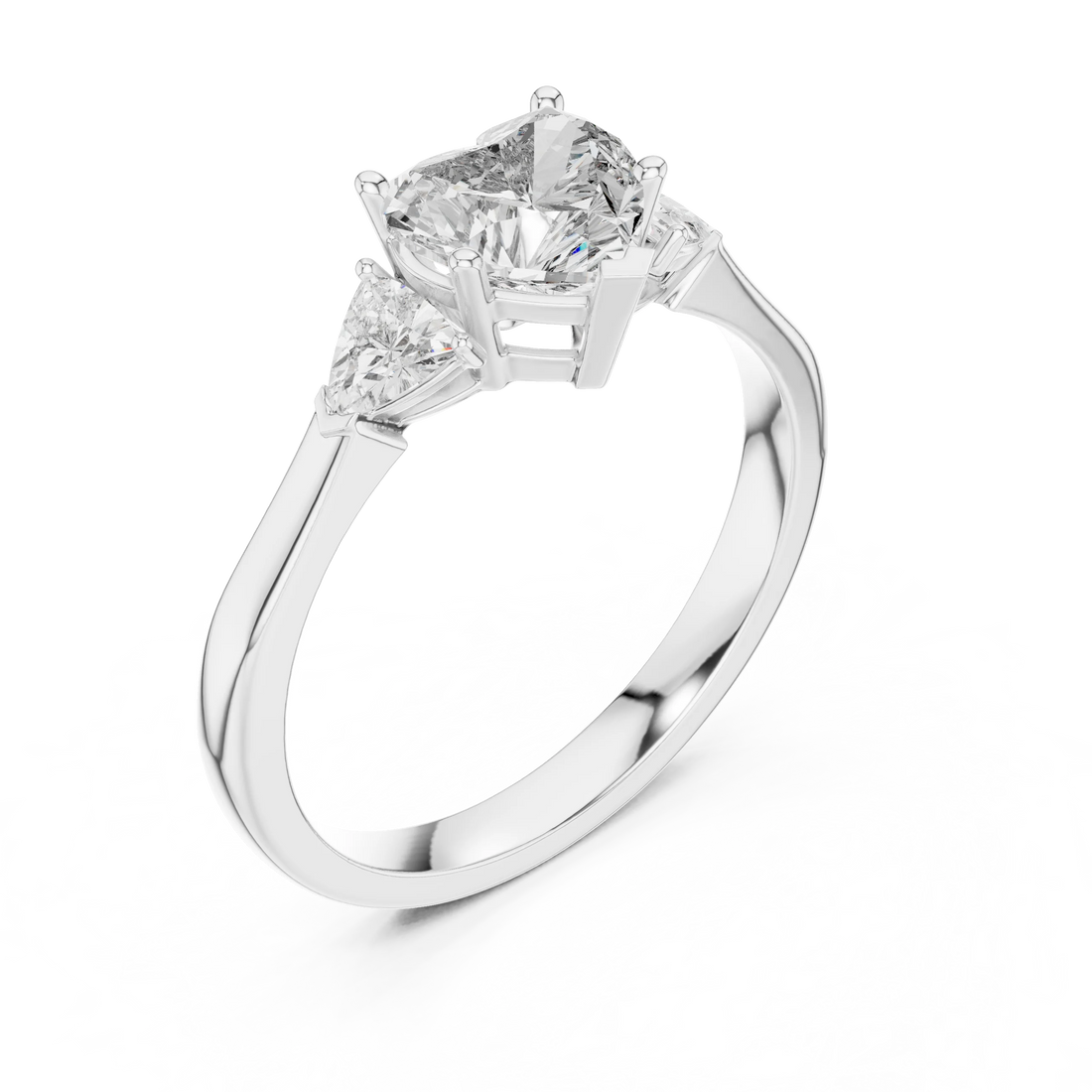 Heart Diamond Three Stone Engagement Ring