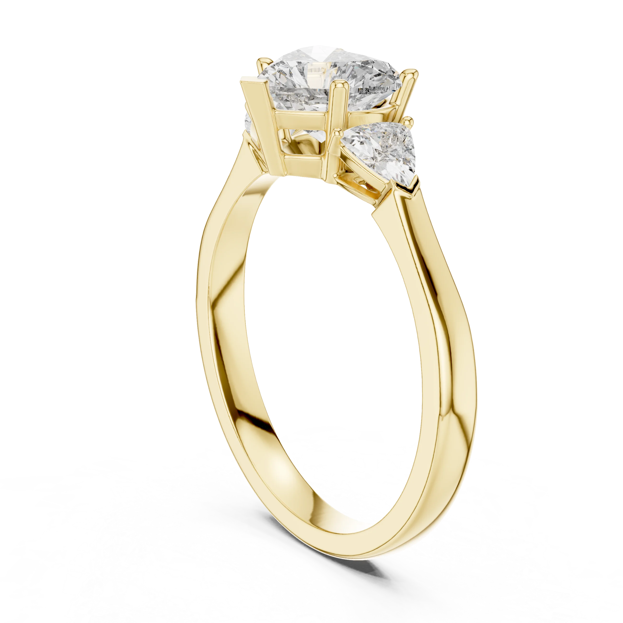 Heart Diamond Three Stone Engagement Ring