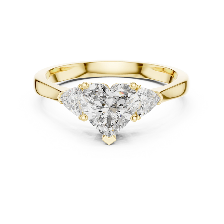 Heart Diamond Three Stone Engagement Ring