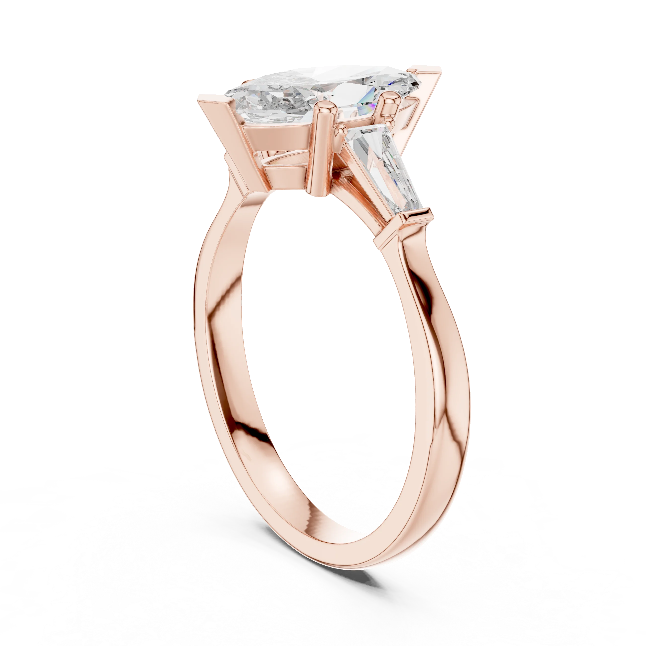 Marquise Diamond Three Stone Engagement Ring
