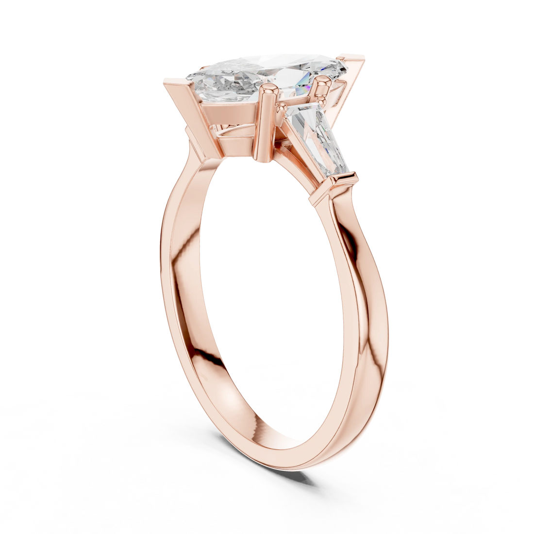 Marquise Diamond Three Stone Engagement Ring