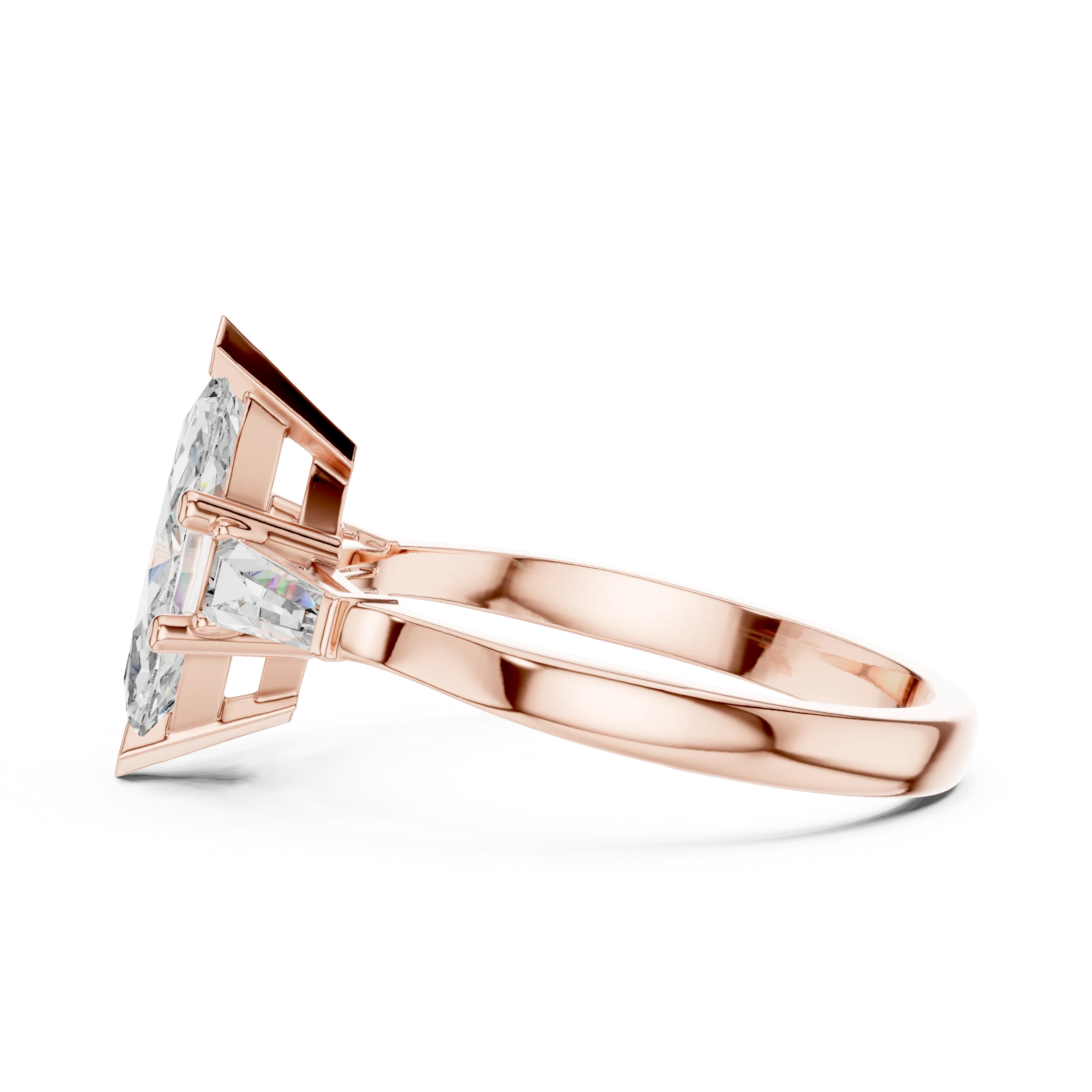 Marquise Diamond Three Stone Engagement Ring