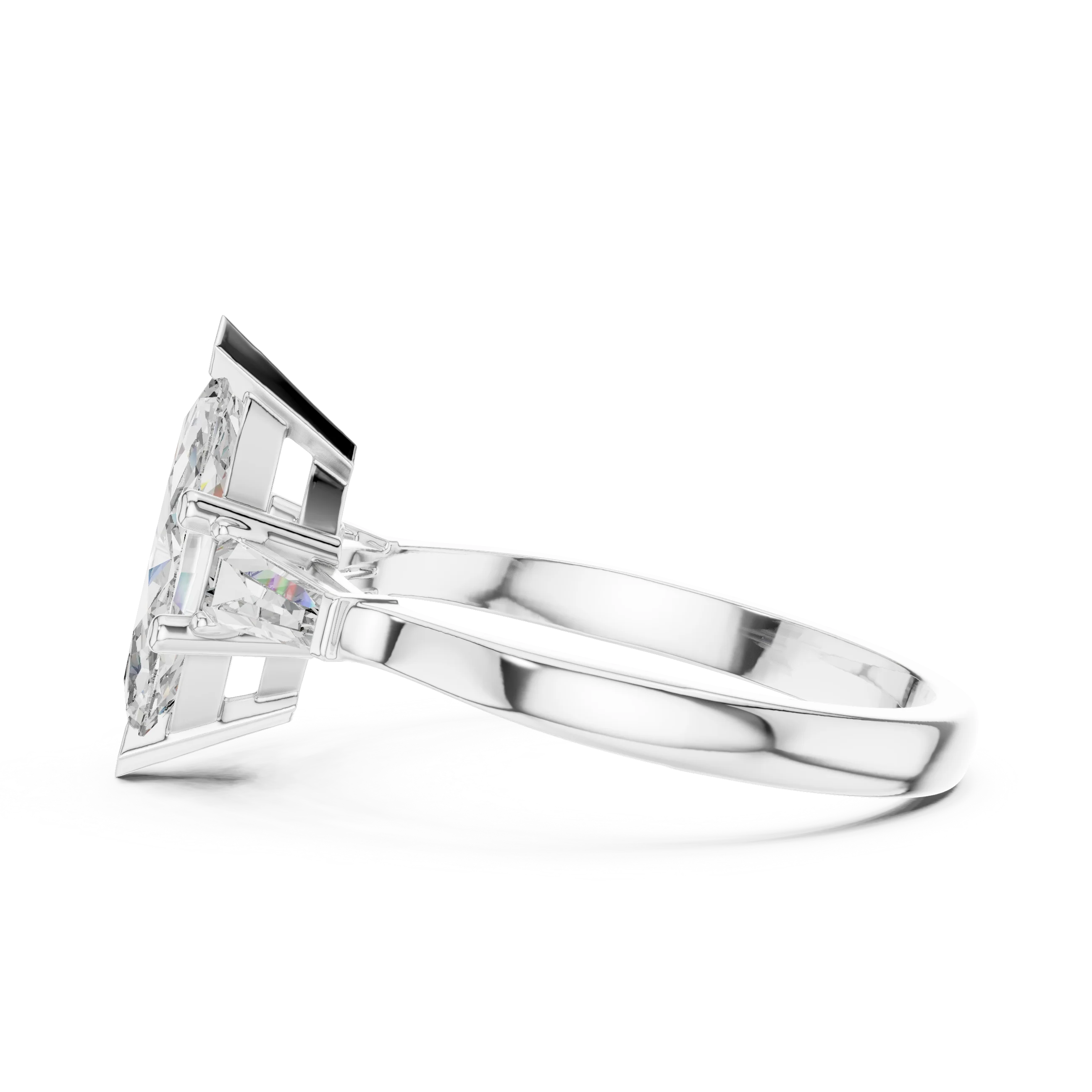 Marquise Diamond Three Stone Engagement Ring