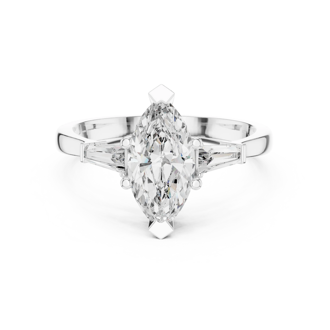 Marquise Diamond Three Stone Engagement Ring