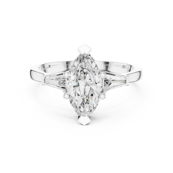 Marquise Diamond Three Stone Engagement Ring