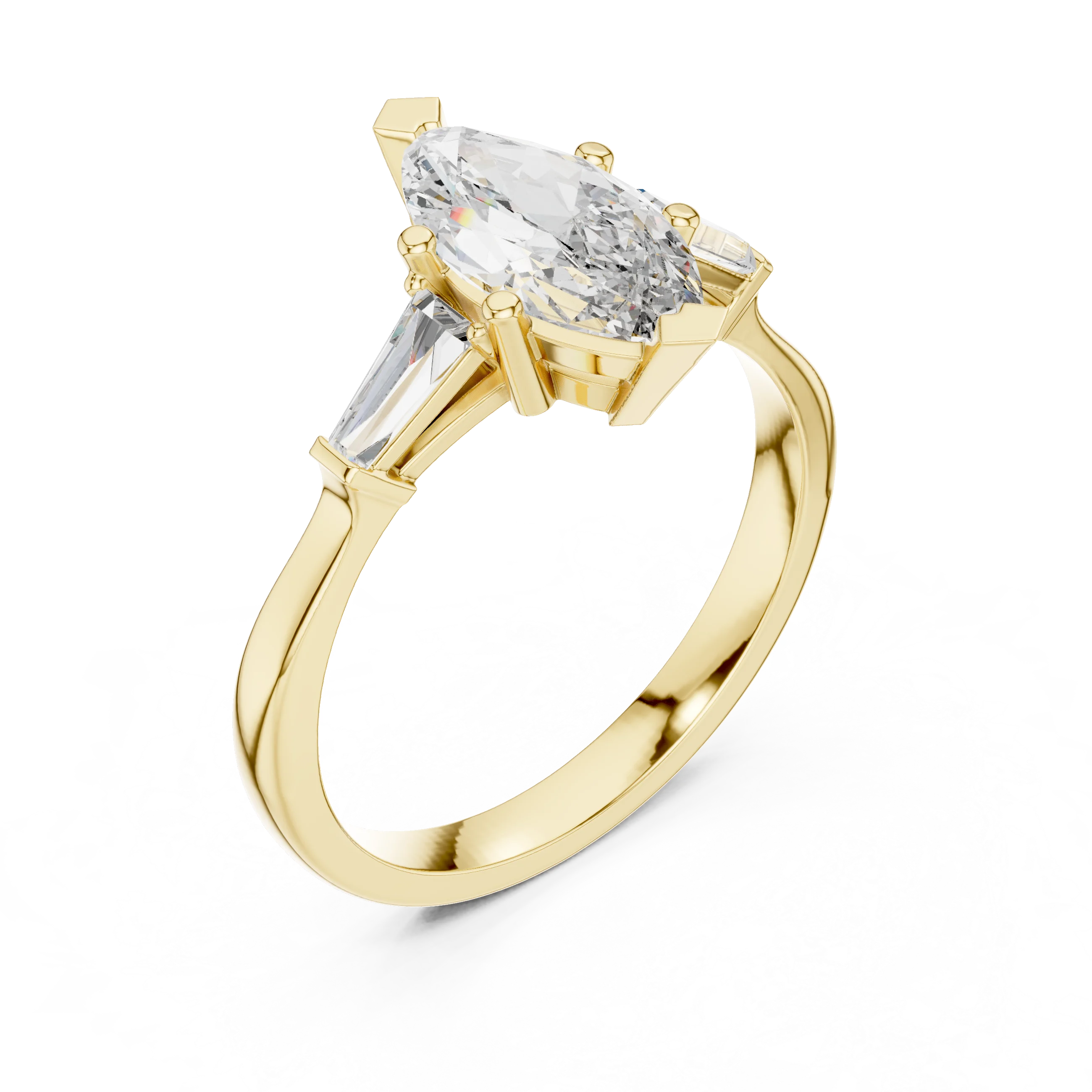 Marquise Diamond Three Stone Engagement Ring