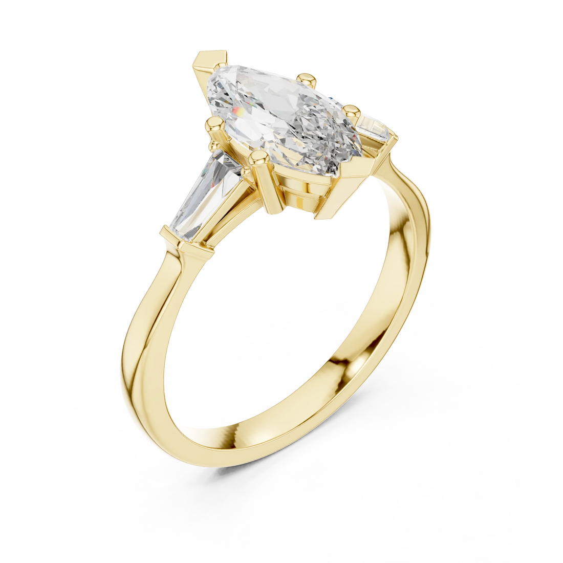 Marquise Diamond Three Stone Engagement Ring