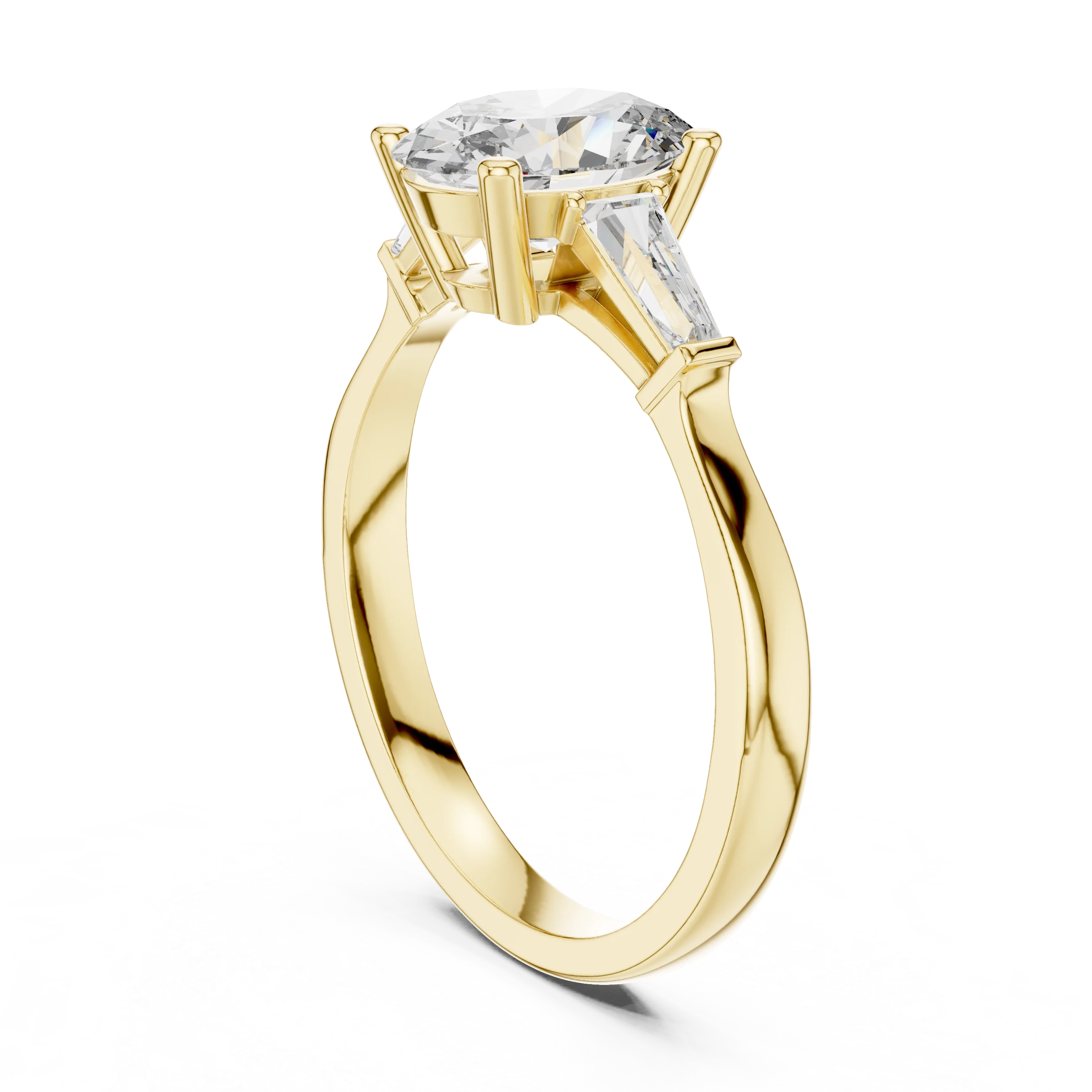 Baguette Side Diamond Oval Shape Engagement Ring