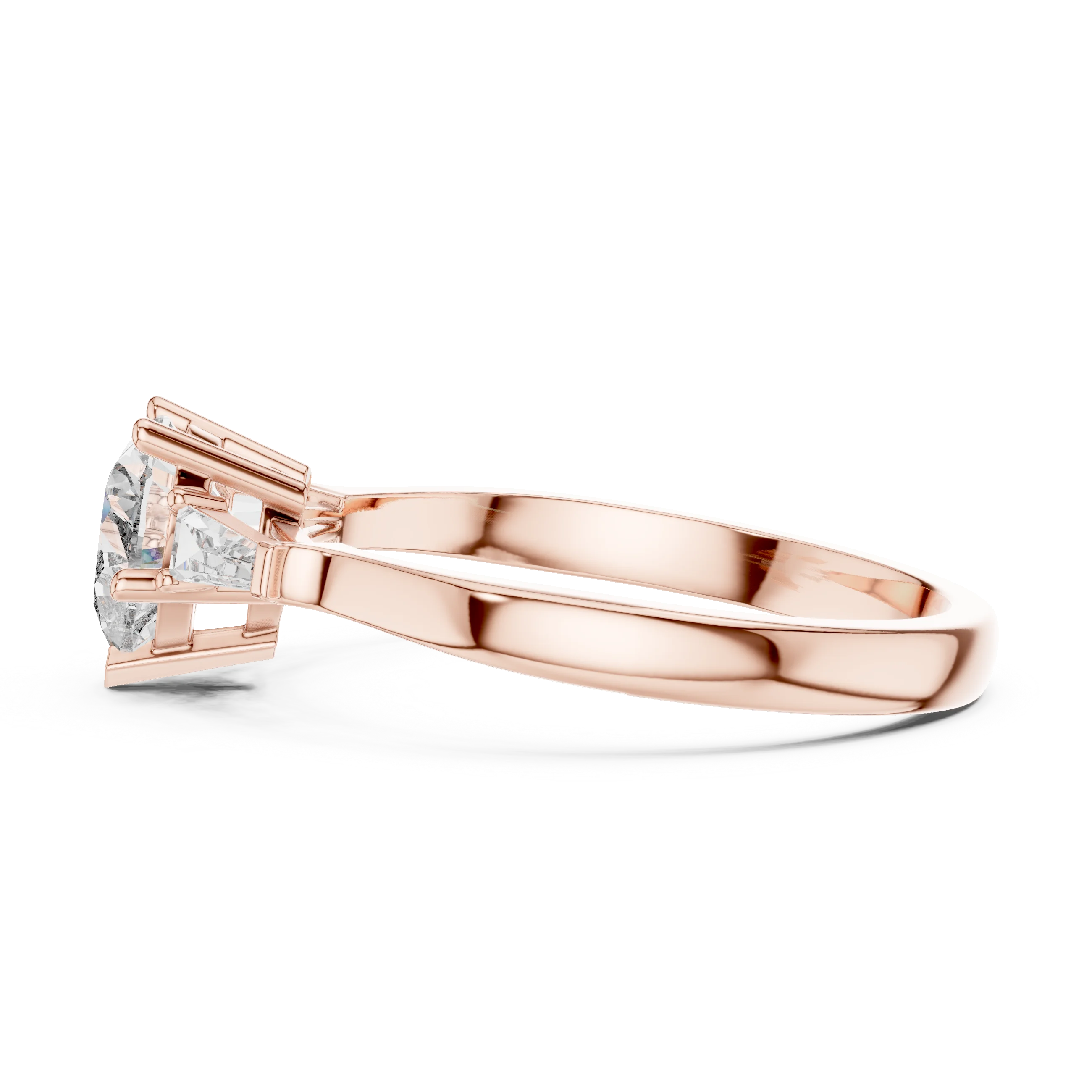 Baguette Side Diamond Heart Shape Engagement Ring