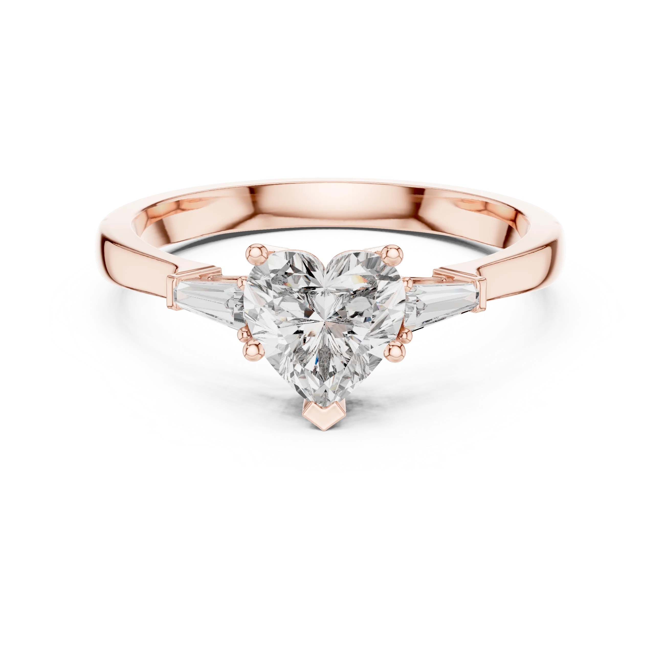 Baguette Side Diamond Heart Shape Engagement Ring