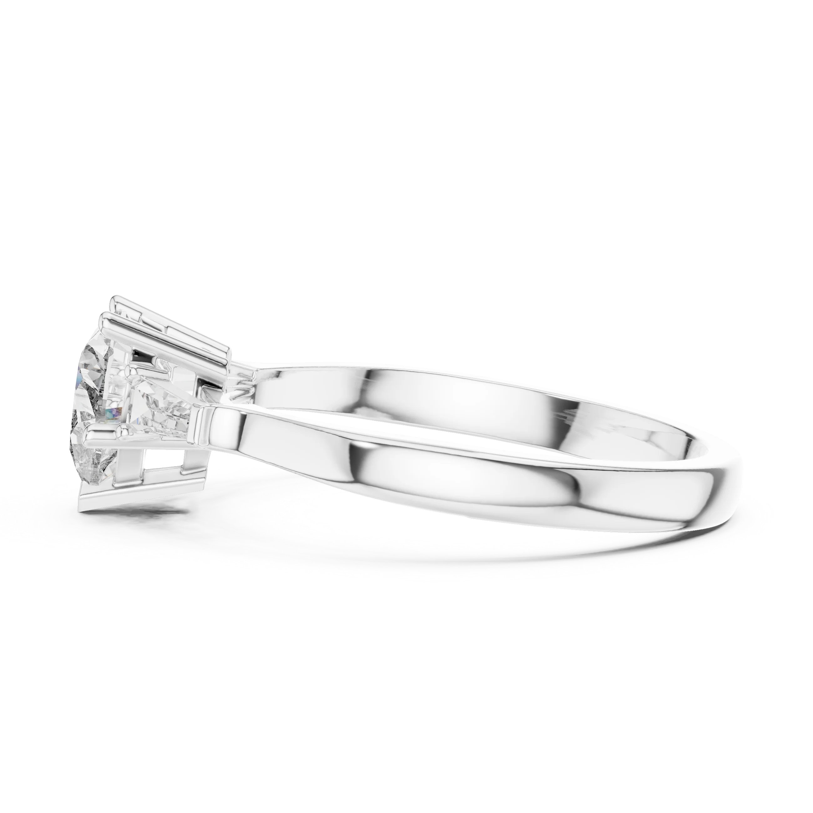 Baguette Side Diamond Heart Shape Engagement Ring