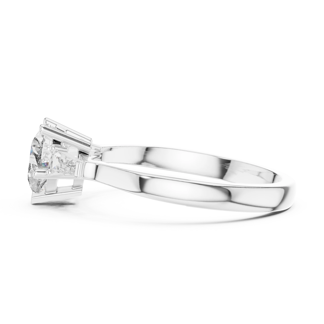 Baguette Side Diamond Heart Shape Engagement Ring