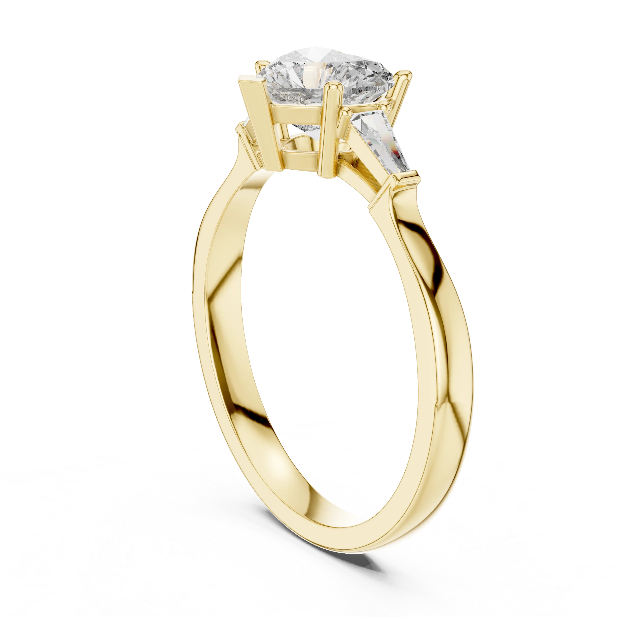 Baguette Side Diamond Heart Shape Engagement Ring