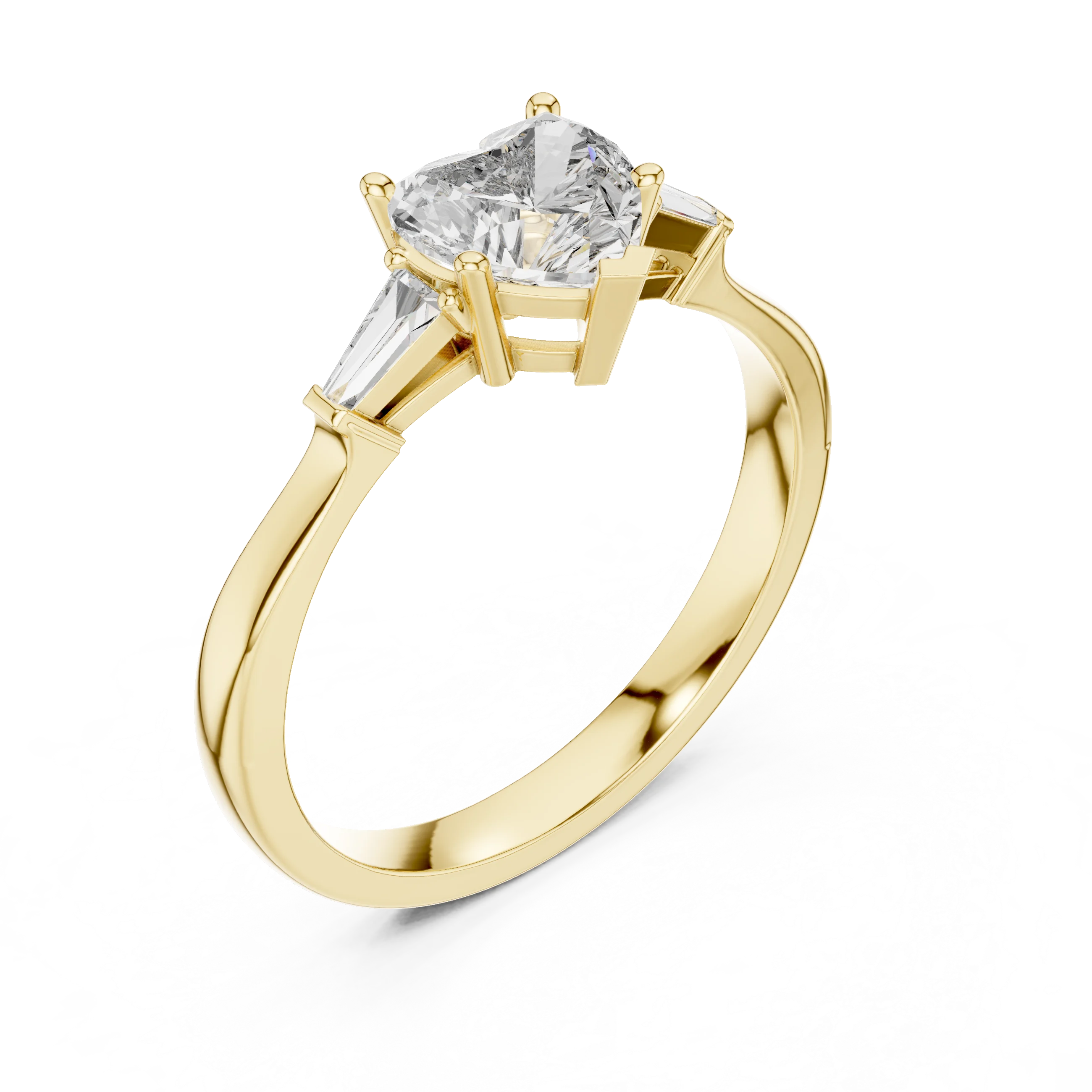 Baguette Side Diamond Heart Shape Engagement Ring