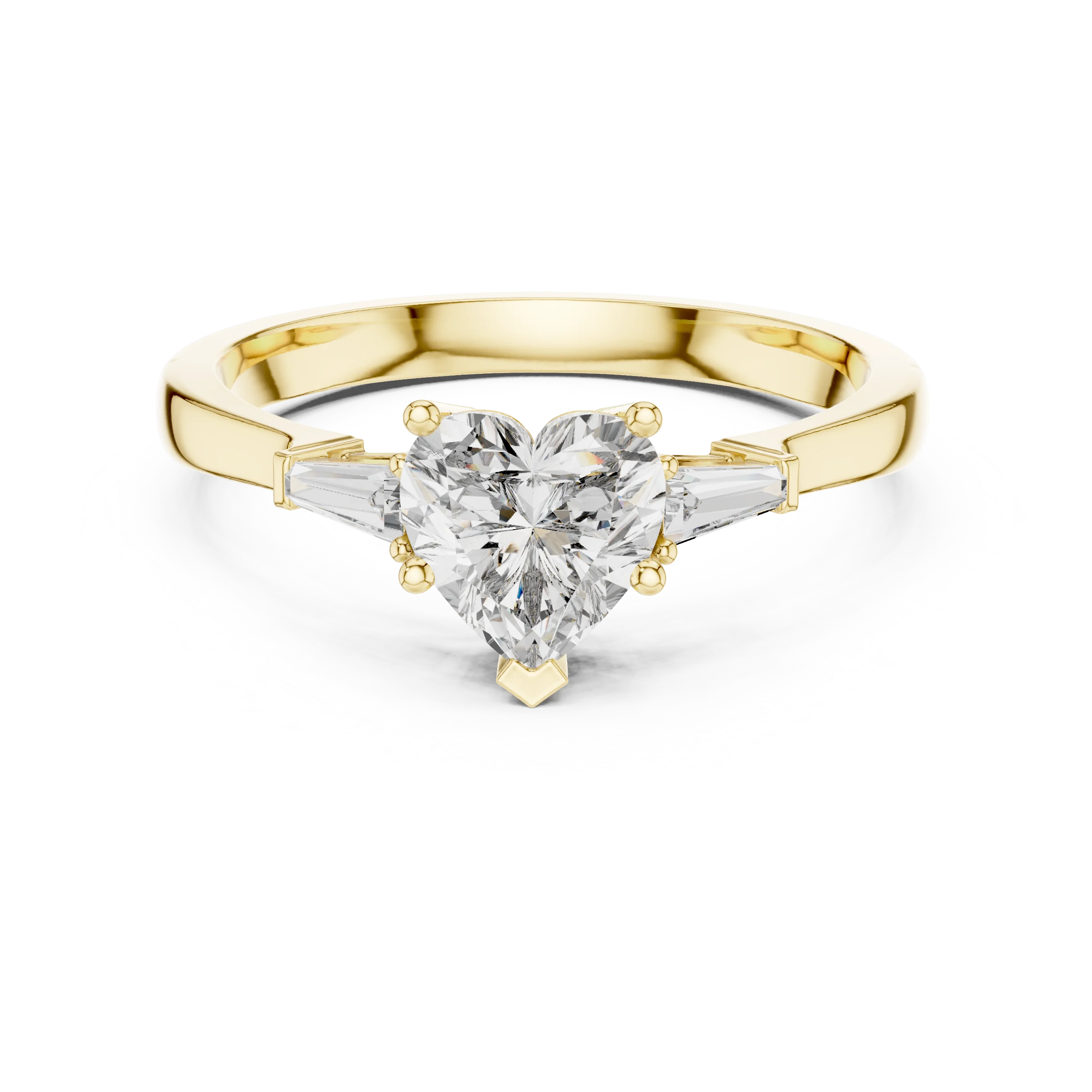 Baguette Side Diamond Heart Shape Engagement Ring
