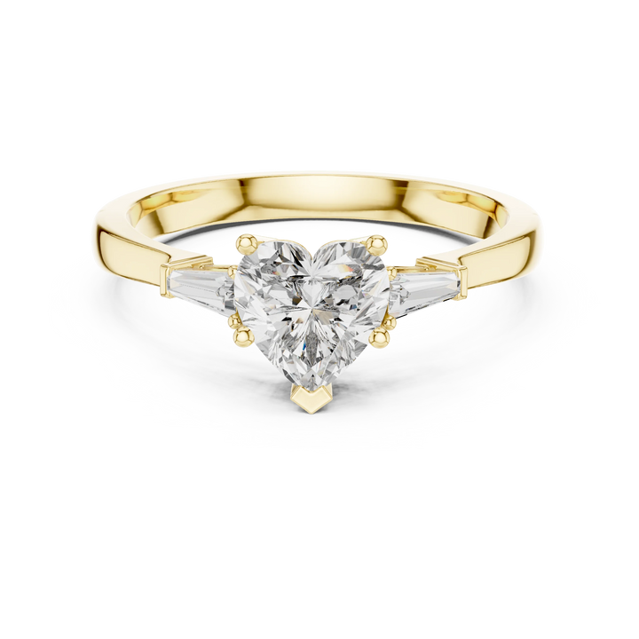 Baguette Side Diamond Heart Shape Engagement Ring