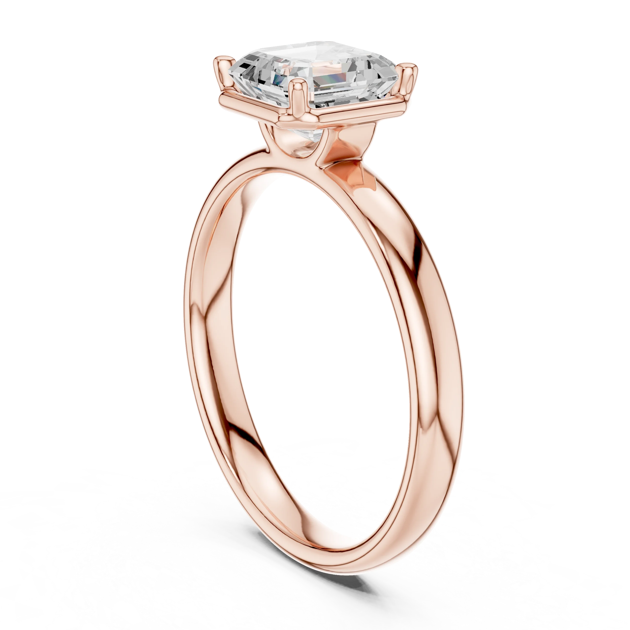 Asscher Diamond Solitaire Engagement Ring