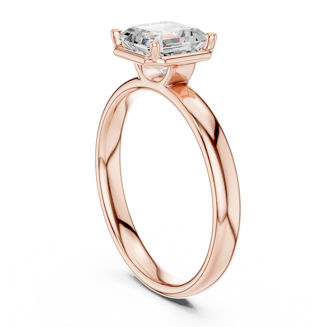 Asscher Diamond Solitaire Engagement Ring