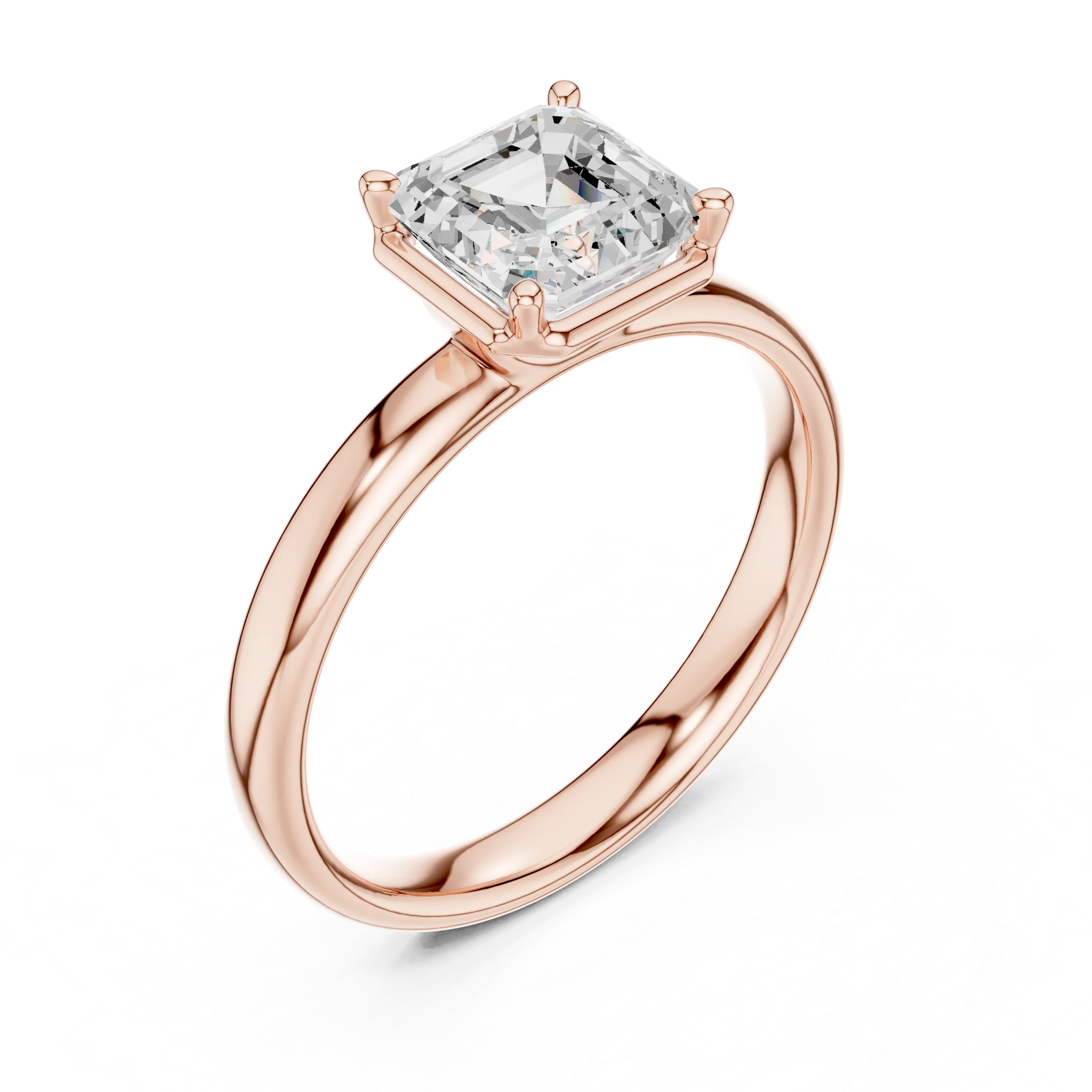 Asscher Diamond Solitaire Engagement Ring