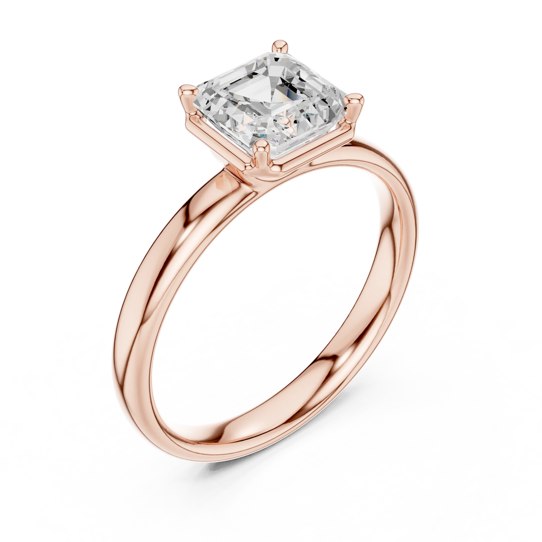 Asscher Diamond Solitaire Engagement Ring