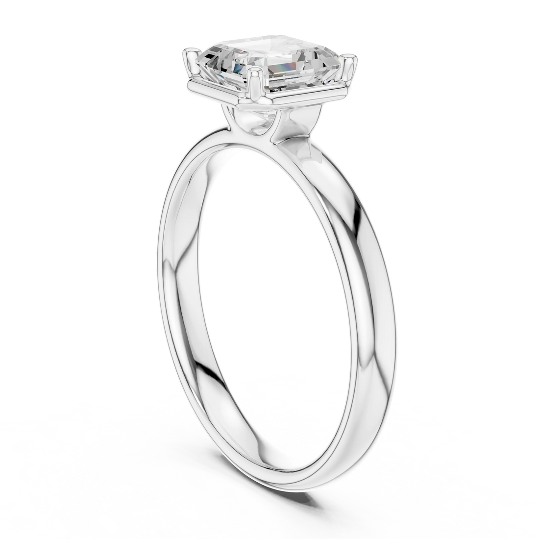 Asscher Diamond Solitaire Engagement Ring