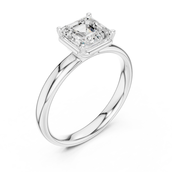 Asscher Diamond Solitaire Engagement Ring
