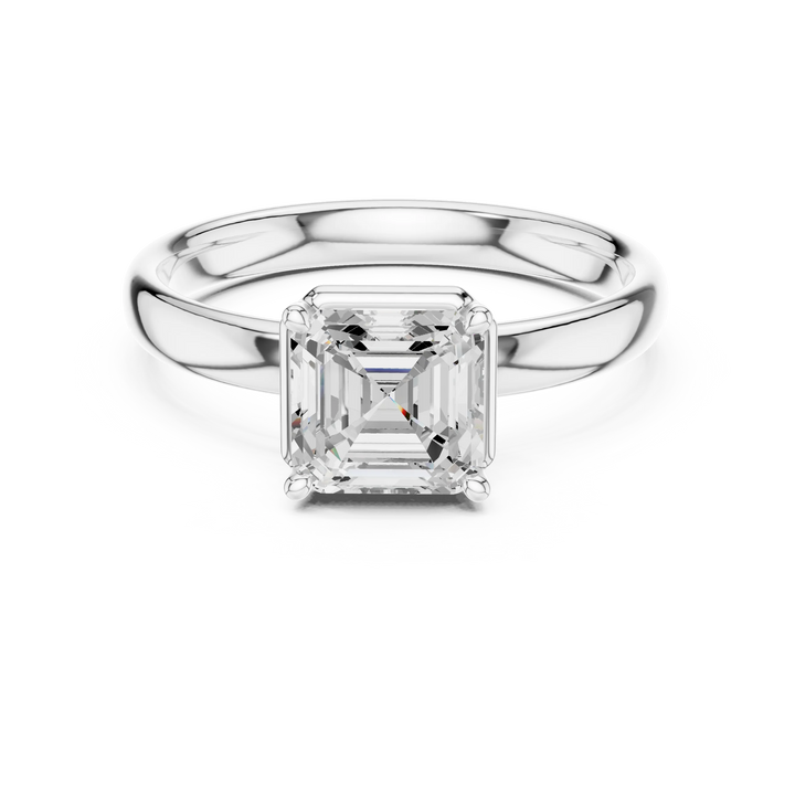 Asscher Diamond Solitaire Engagement Ring