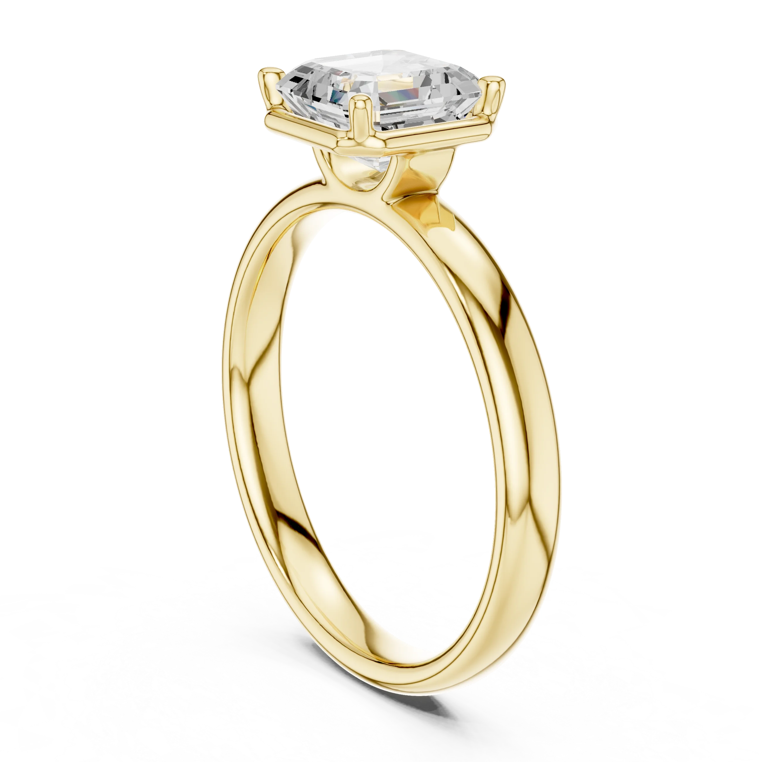 Asscher Diamond Solitaire Engagement Ring