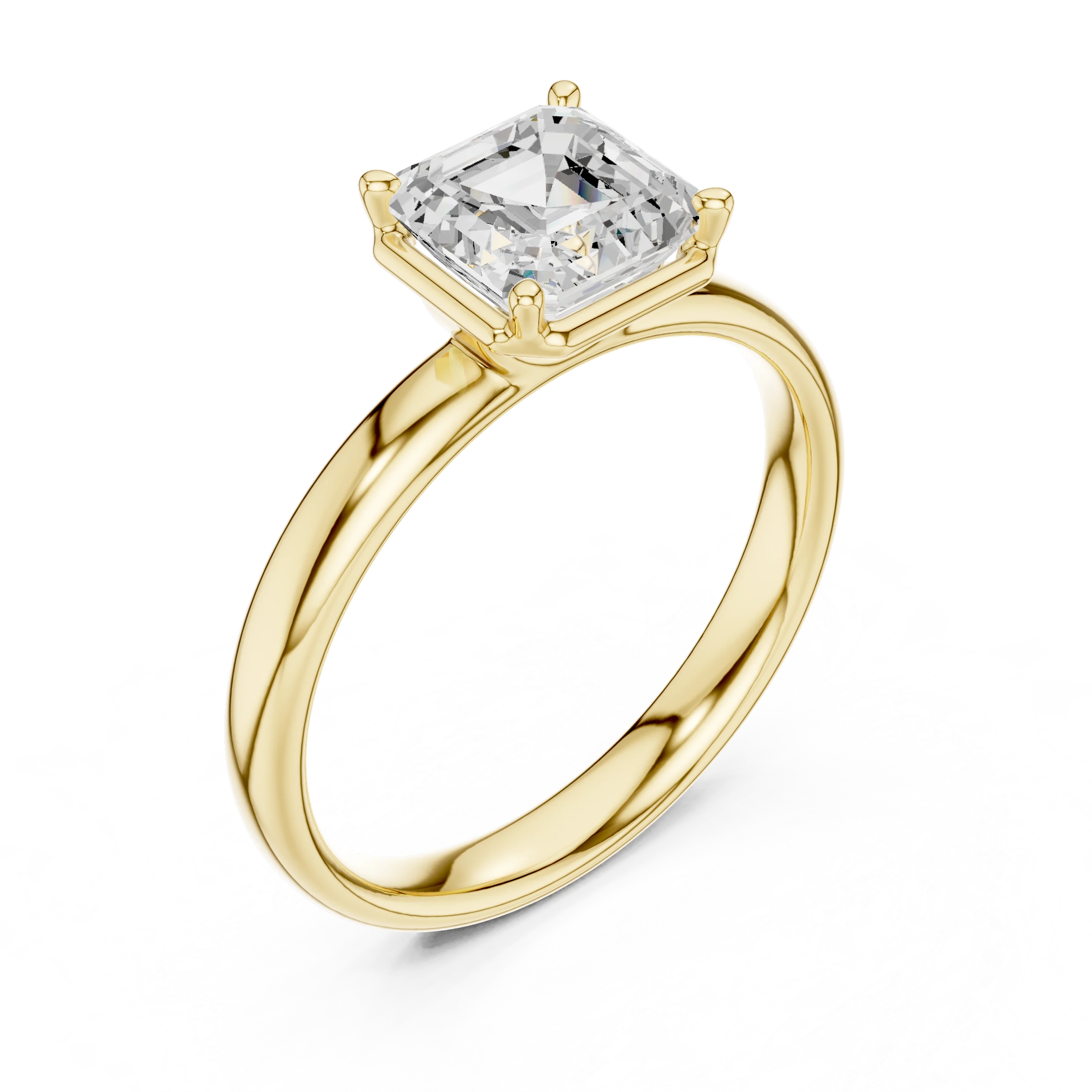 Asscher Diamond Solitaire Engagement Ring