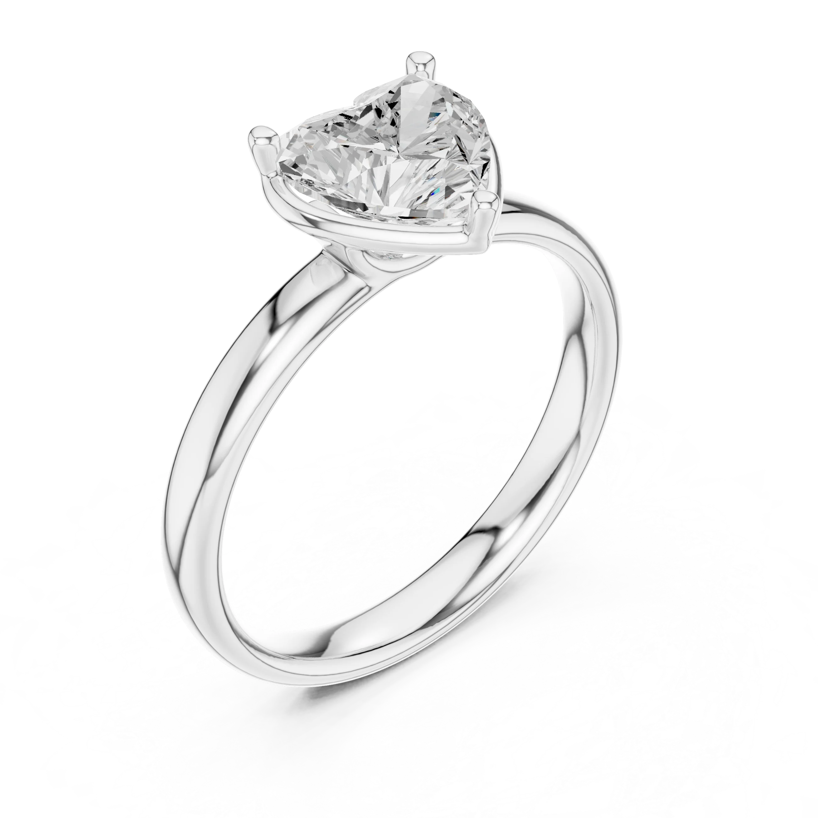 Heart Diamond Solitaire Engagement Ring