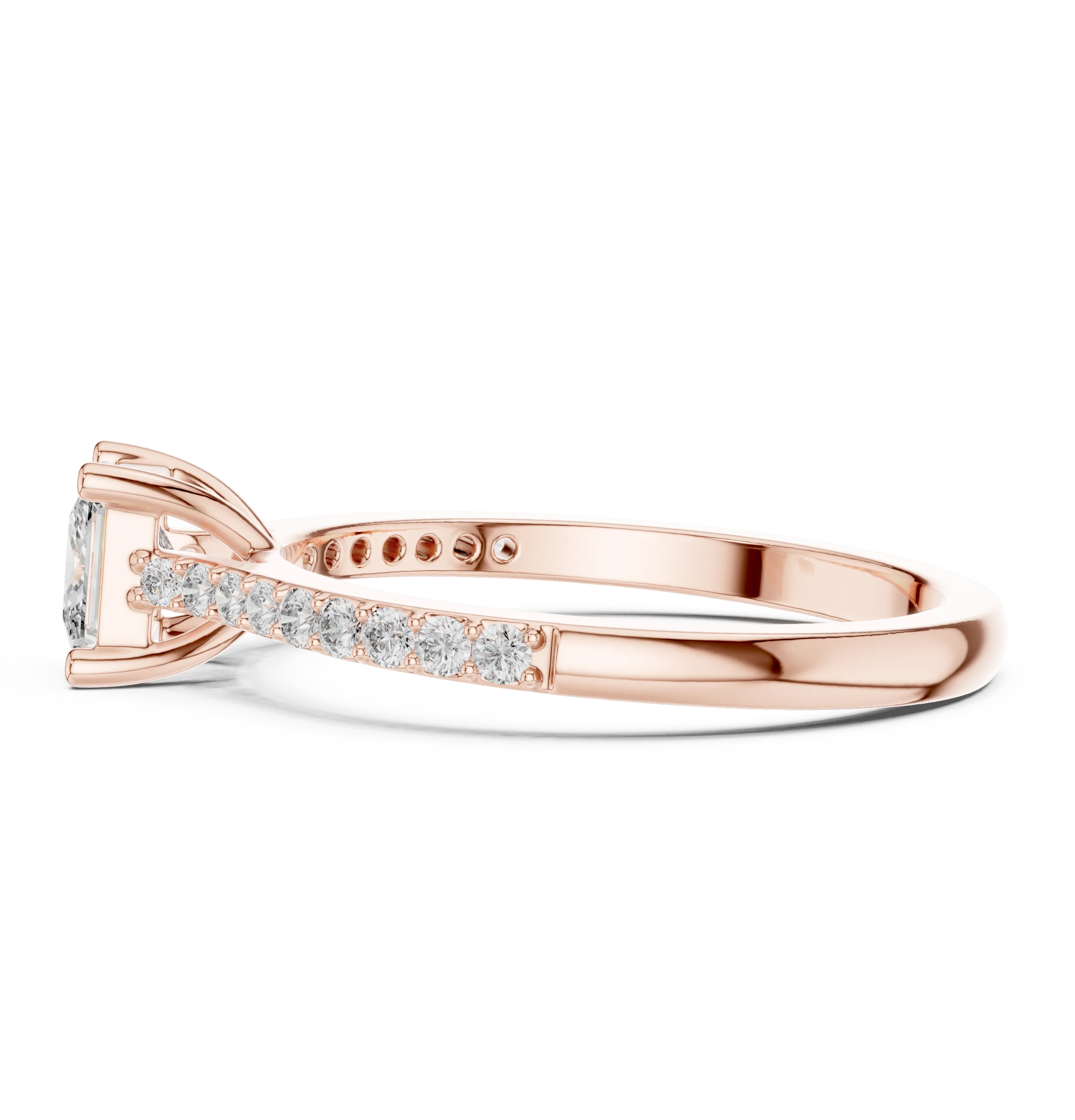 Princess Cut Diamond Engagement Ring with Pave Band