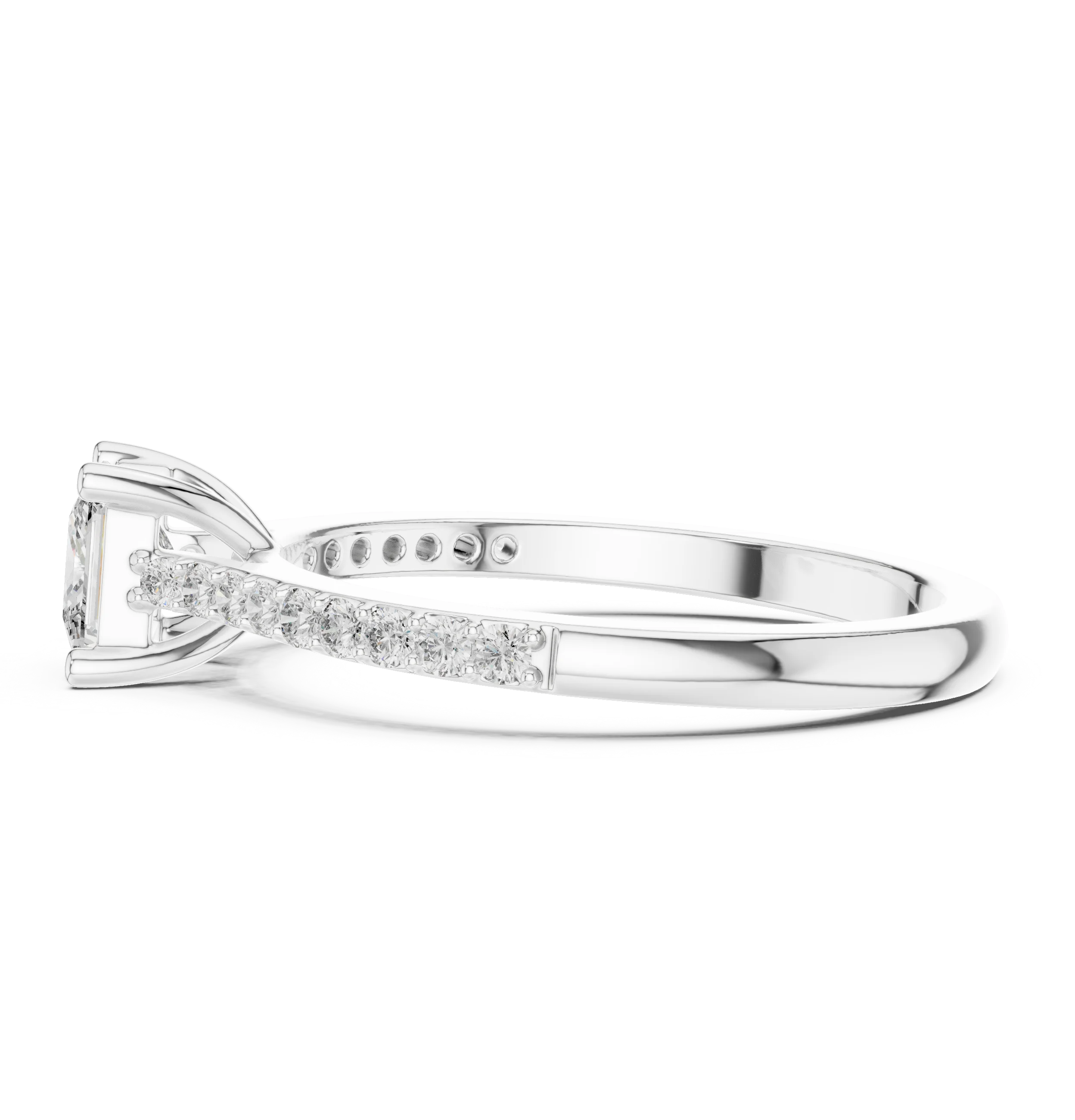 Princess Cut Diamond Engagement Ring with Pave Band