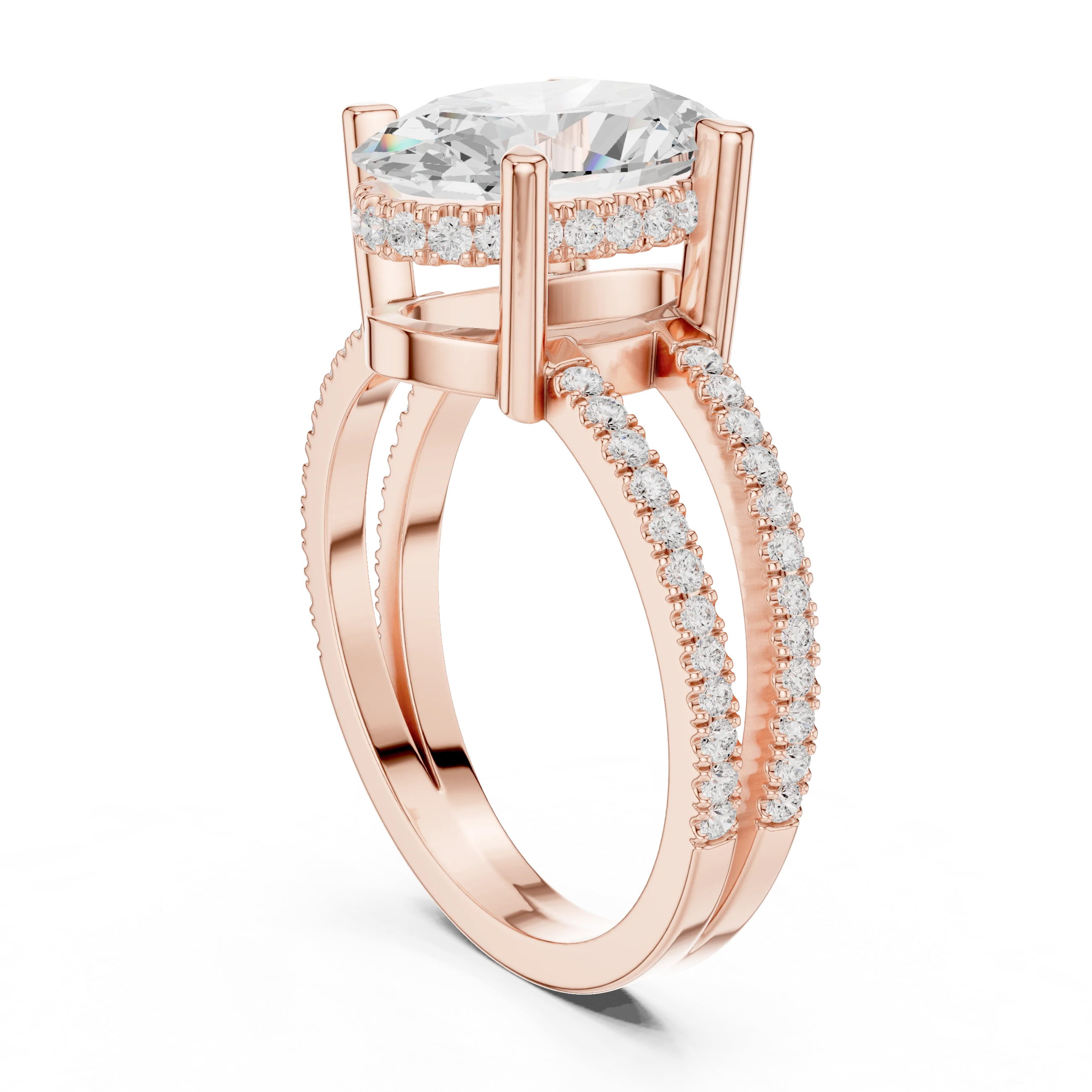 Oval Cut Diamond Split Shank Engagement Ring