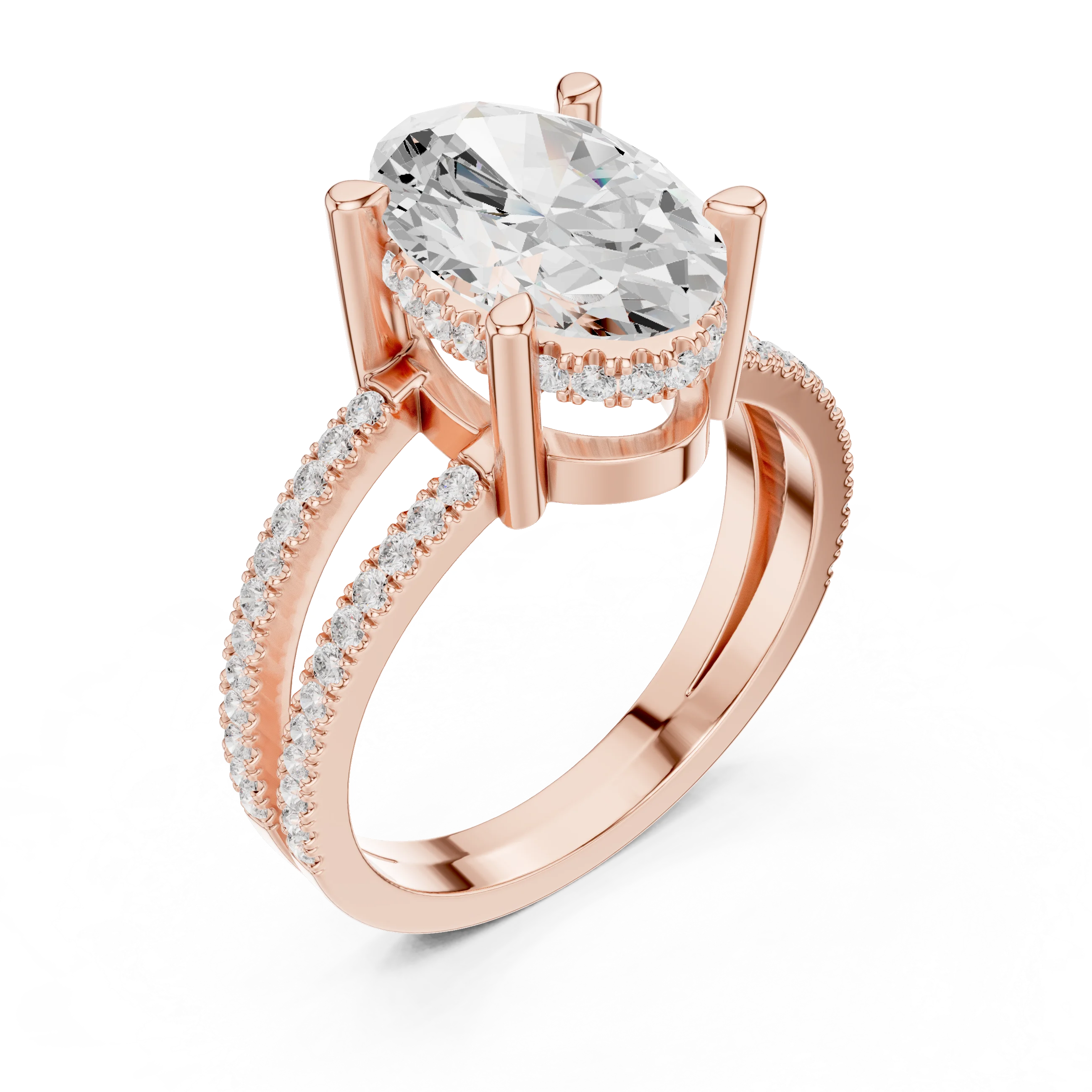 Oval Cut Diamond Split Shank Engagement Ring