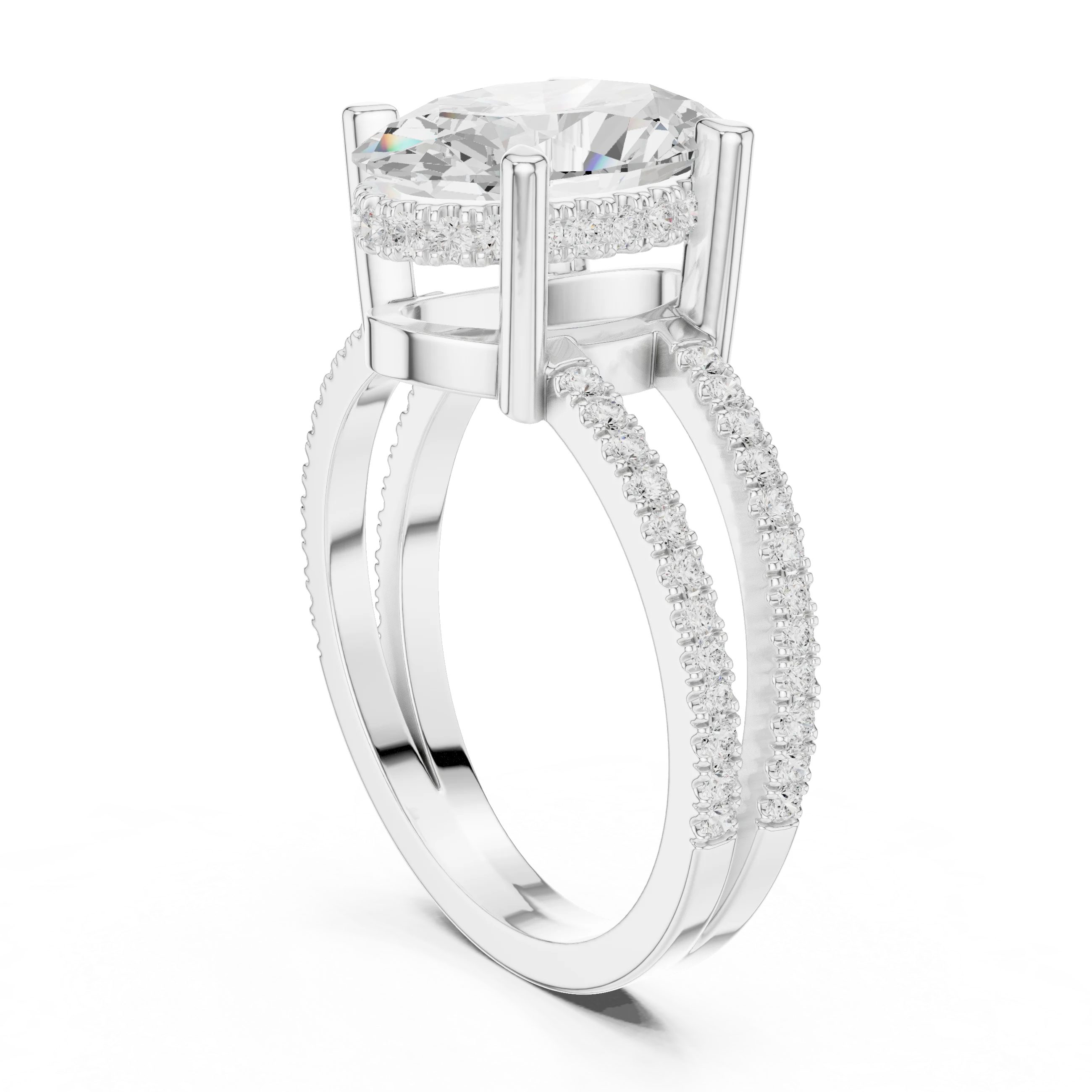 Oval Cut Diamond Split Shank Engagement Ring