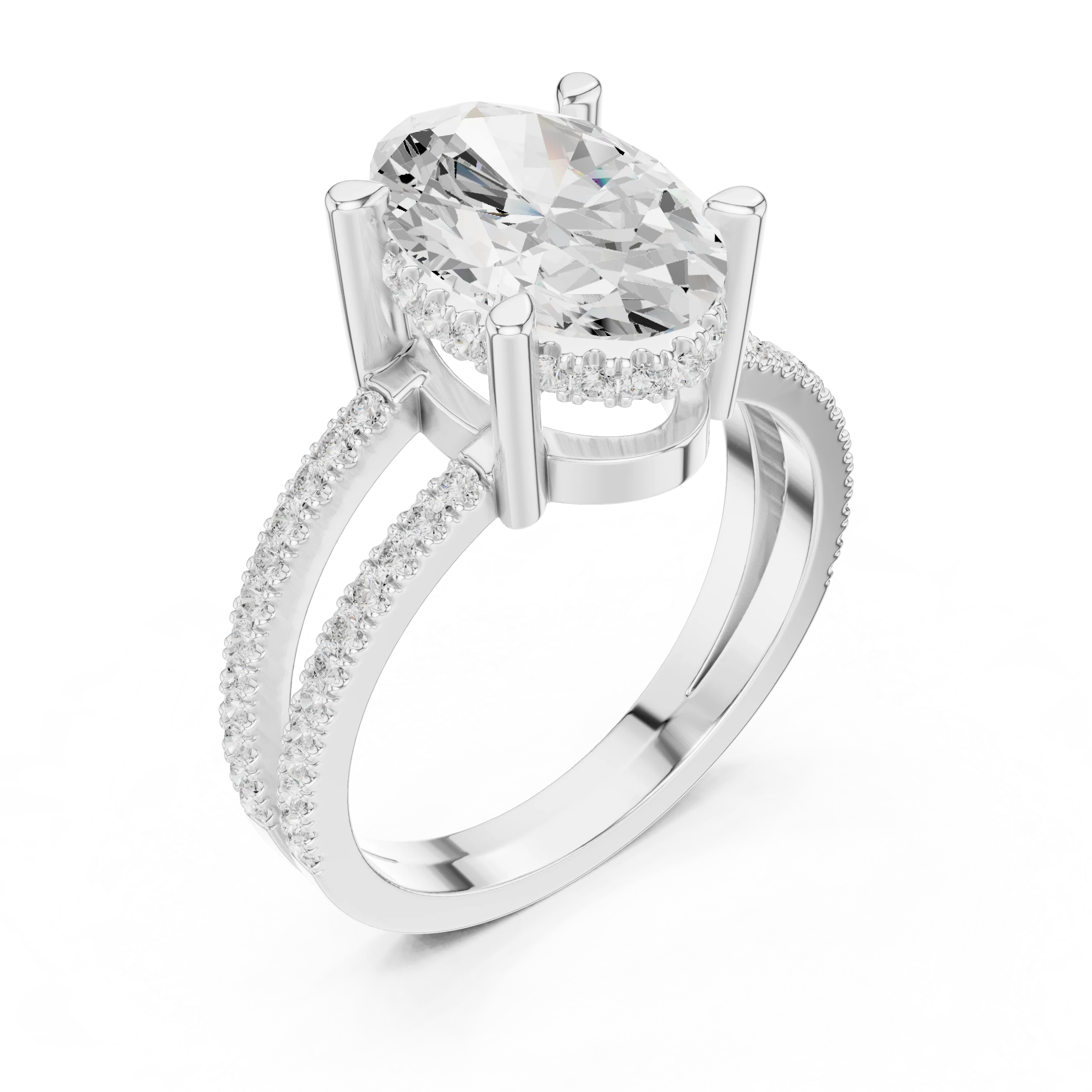 Oval Cut Diamond Split Shank Engagement Ring