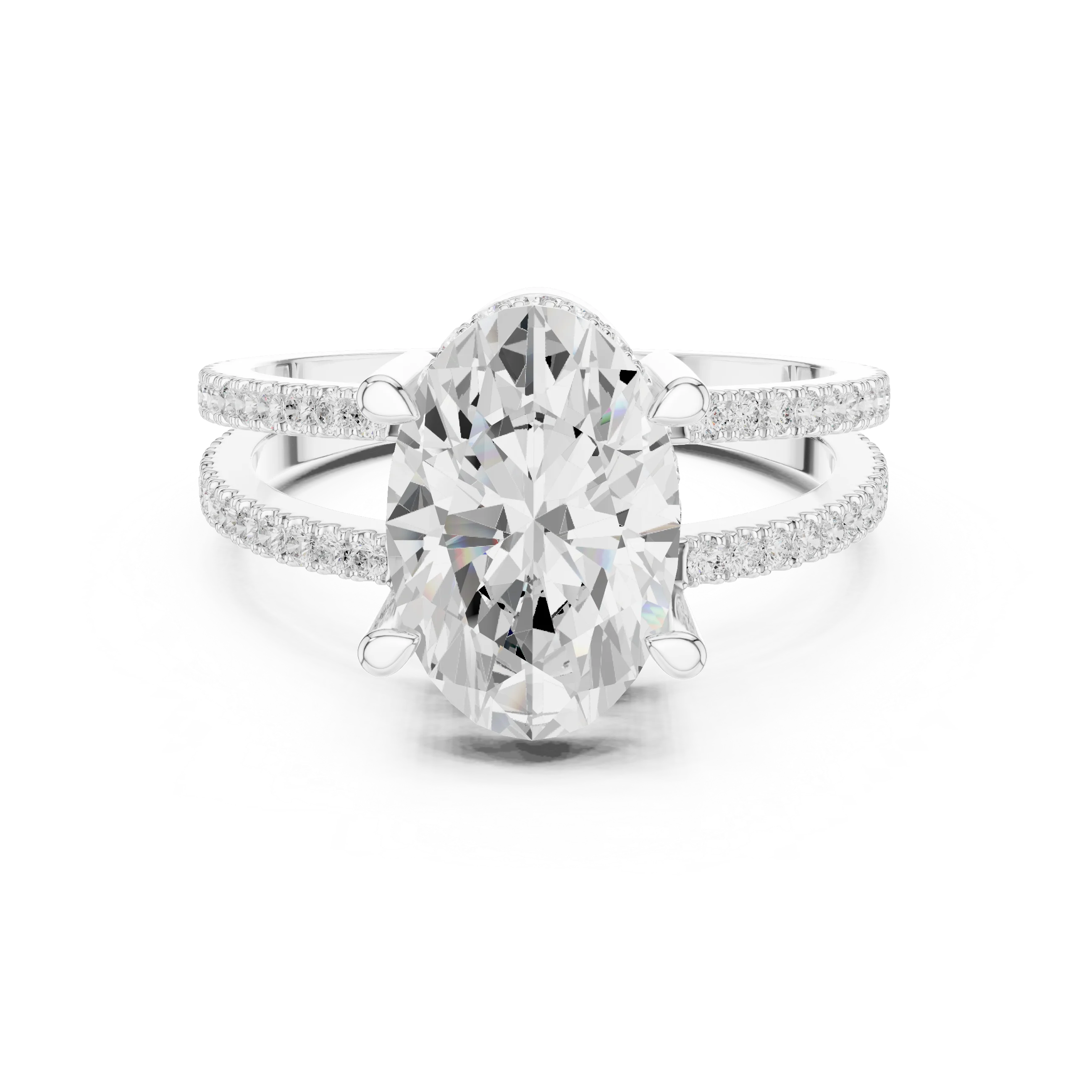 Oval Cut Diamond Split Shank Engagement Ring