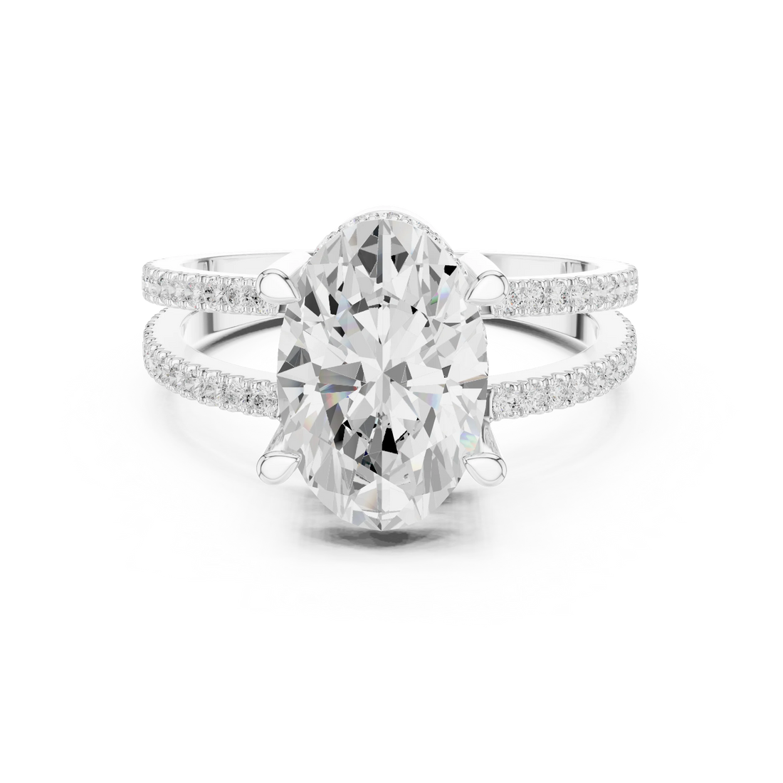 Oval Cut Diamond Split Shank Engagement Ring