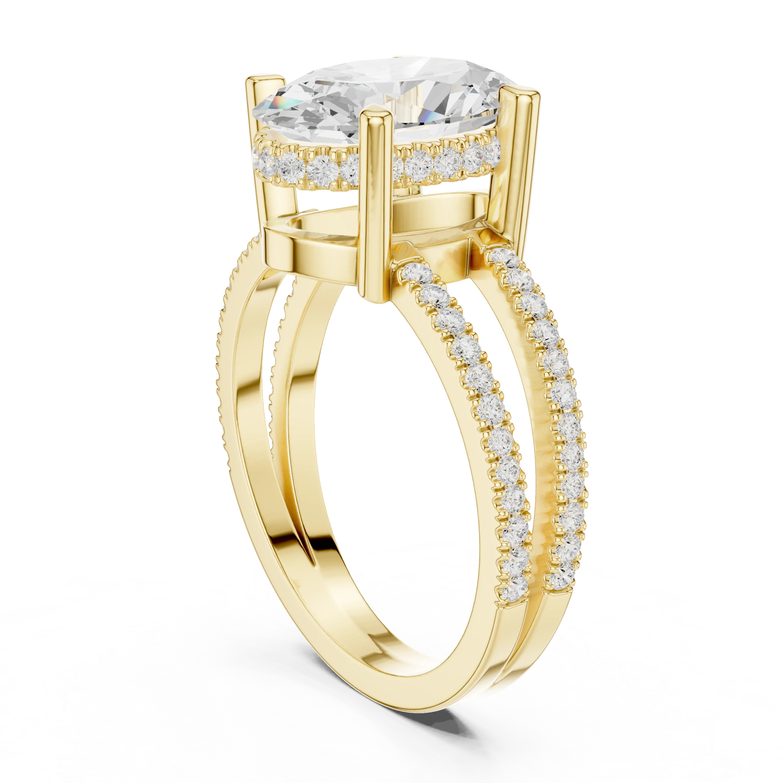 Oval Cut Diamond Split Shank Engagement Ring