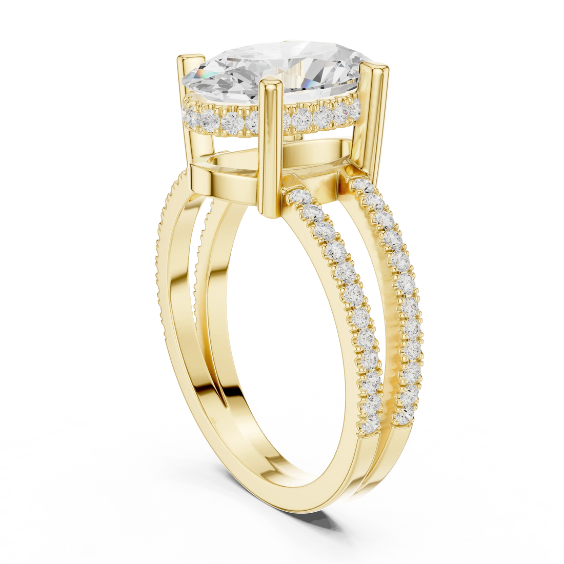 Oval Cut Diamond Split Shank Engagement Ring