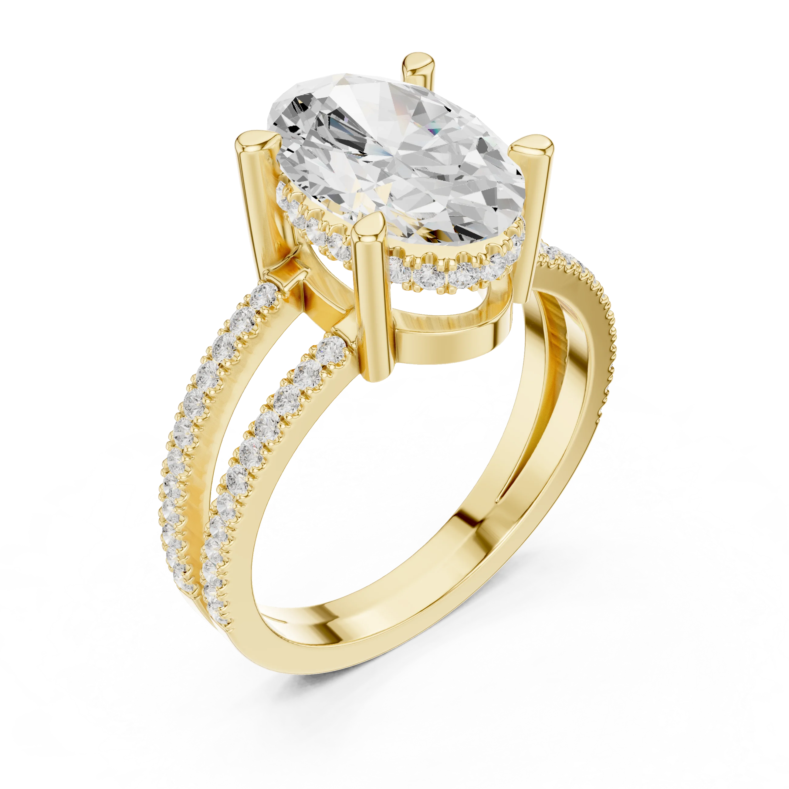 Oval Cut Diamond Split Shank Engagement Ring